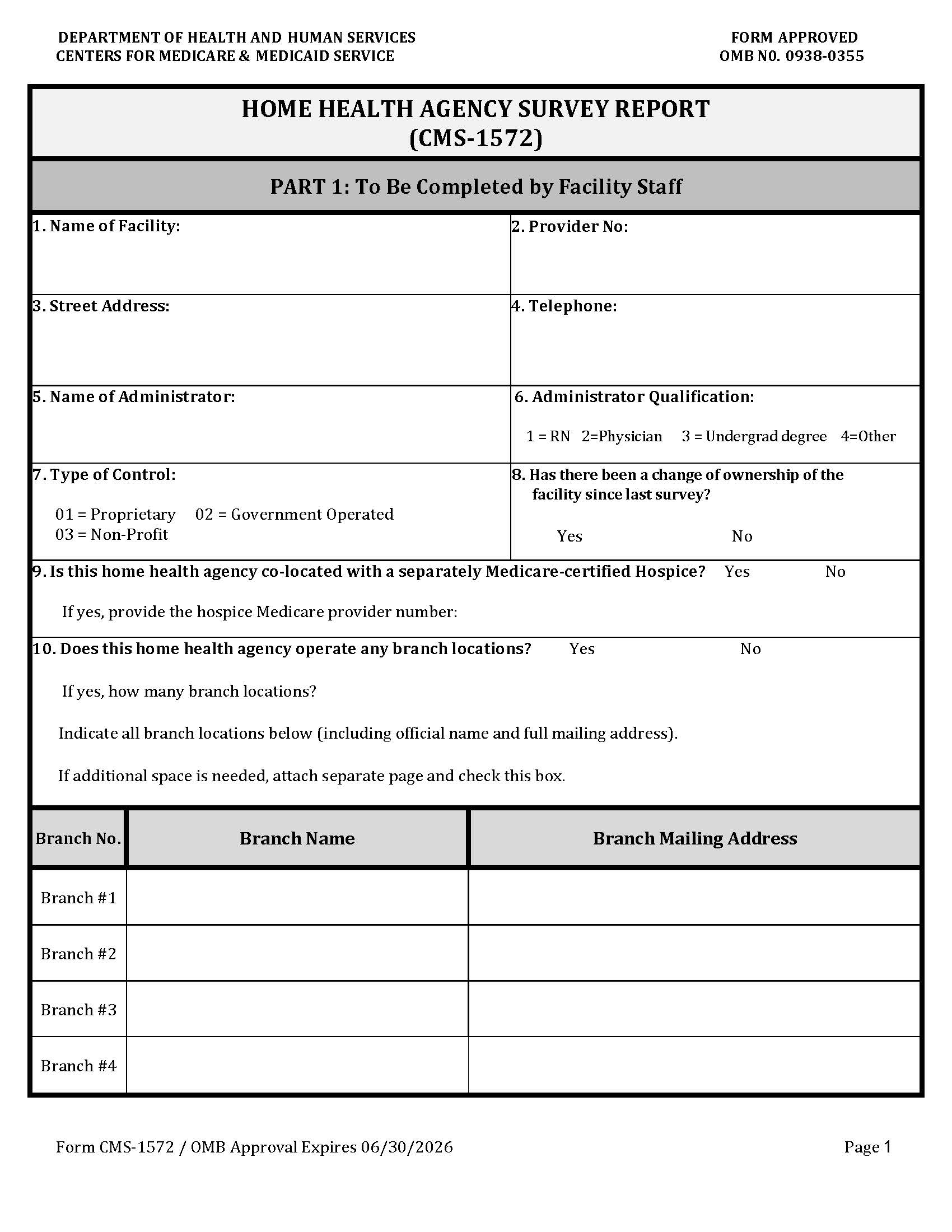 HHA Survey Report {CMS-1572} | Pdf Fpdf Doc Docx | Official Federal Forms