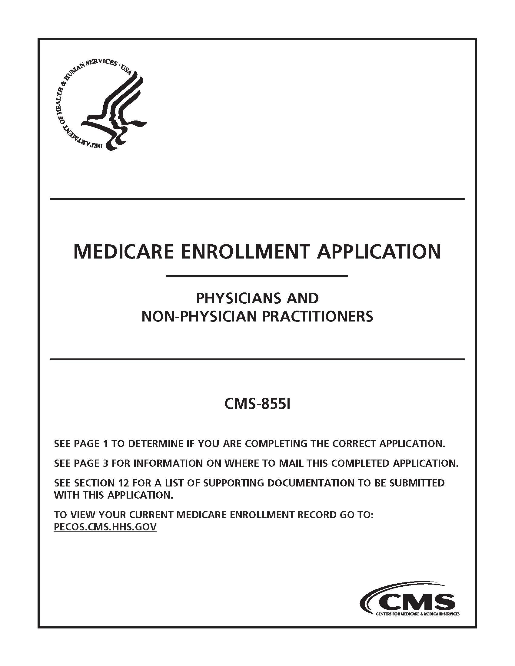 Medicare Enrollment Application Physicians And Non-Physician Practitioners {CMS 855I} | Pdf Fpdf Docx | Official Federal Forms
