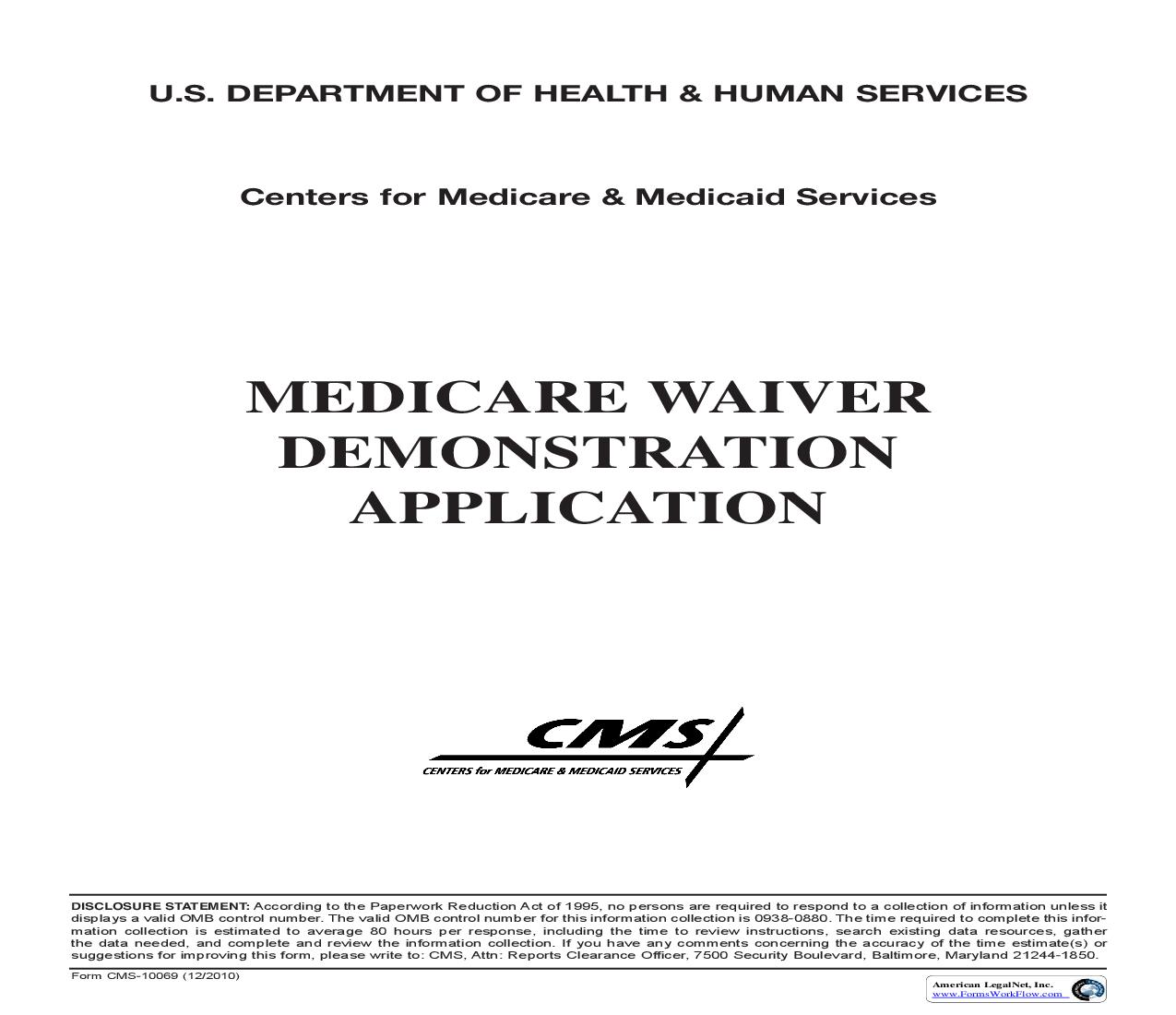 Medicare Waiver Demonstration Application {CMS-10069} | Pdf Fpdf Doc Docx | Official Federal Forms