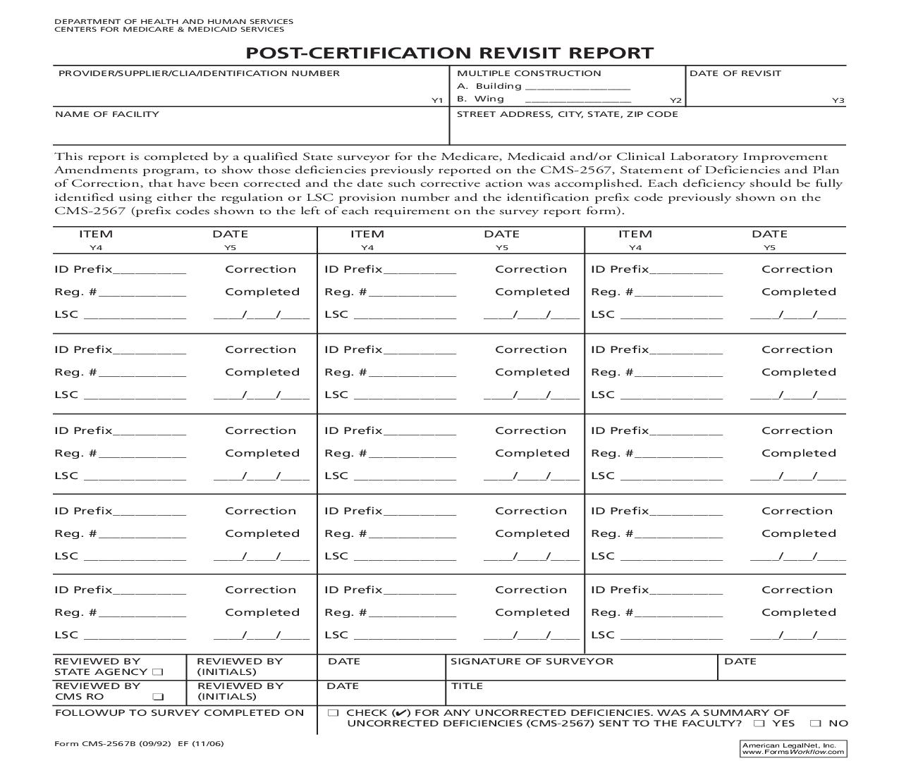 Post-Certification Revisit Report {CMS-2567B} | Pdf Fpdf Doc Docx | Official Federal Forms