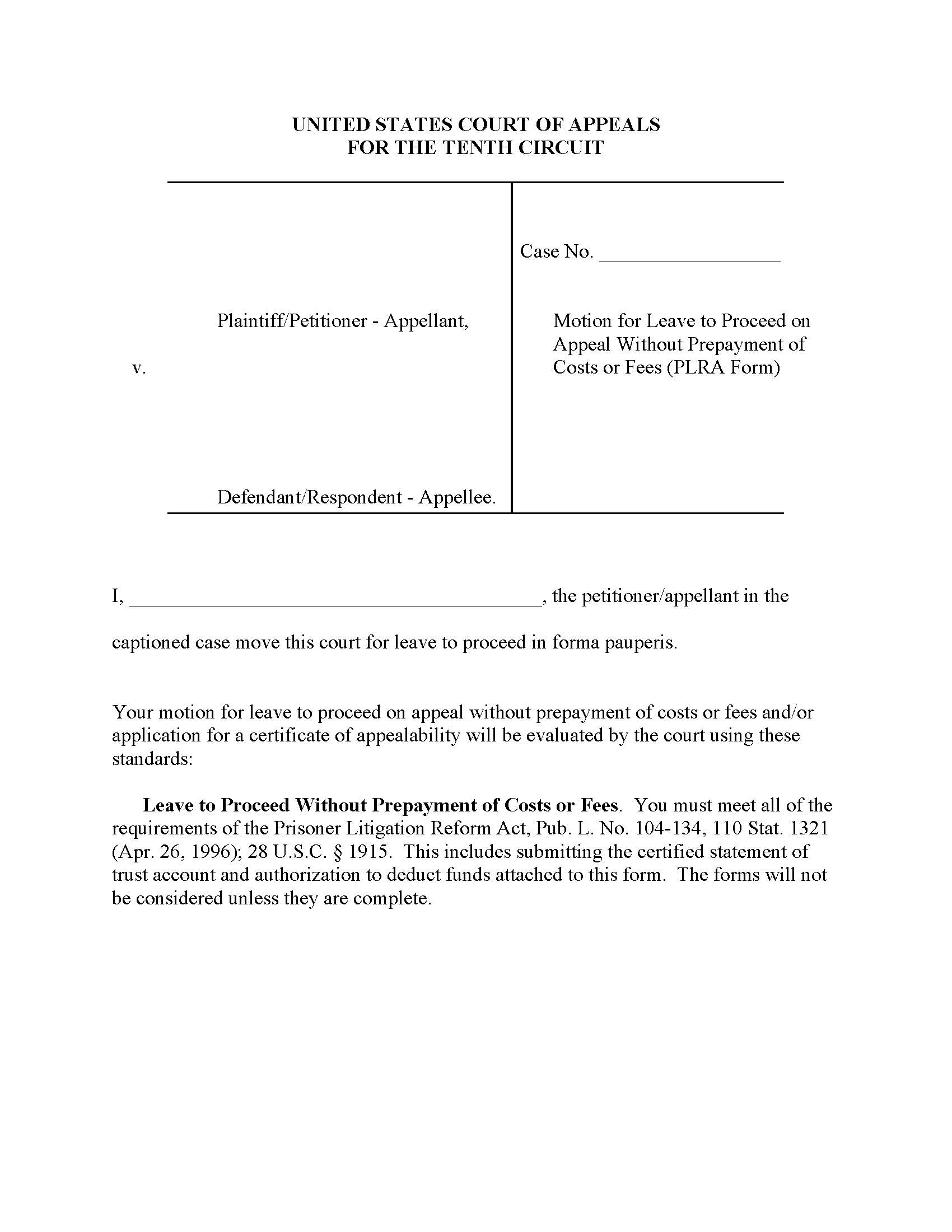 IFP Motion (Non-PLRA Civil Case) {A-13} | Pdf Fpdf Doc Docx | Official Federal Forms