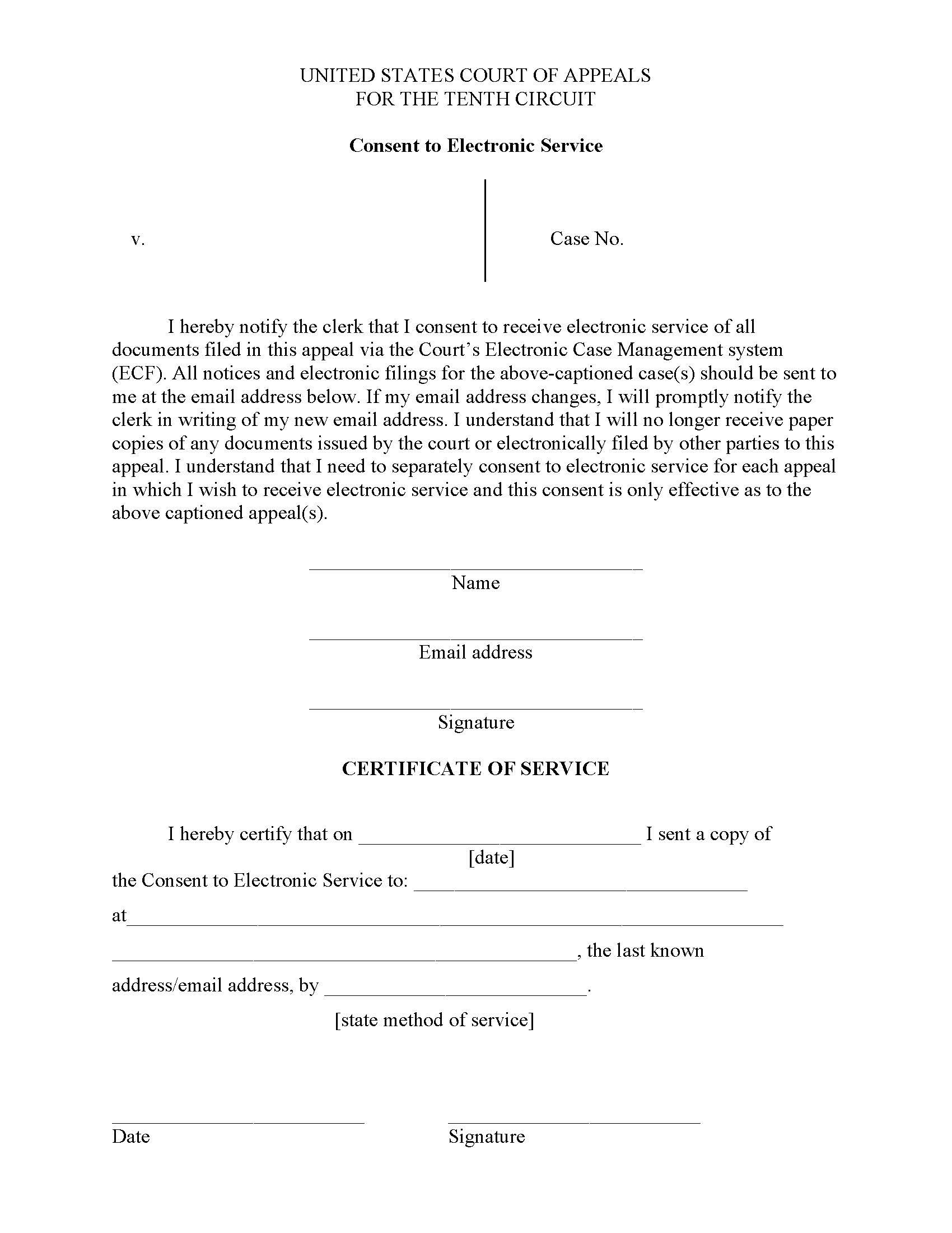 Pro Se Consent To Electronic Service | Pdf Fpdf Docx | Official Federal Forms
