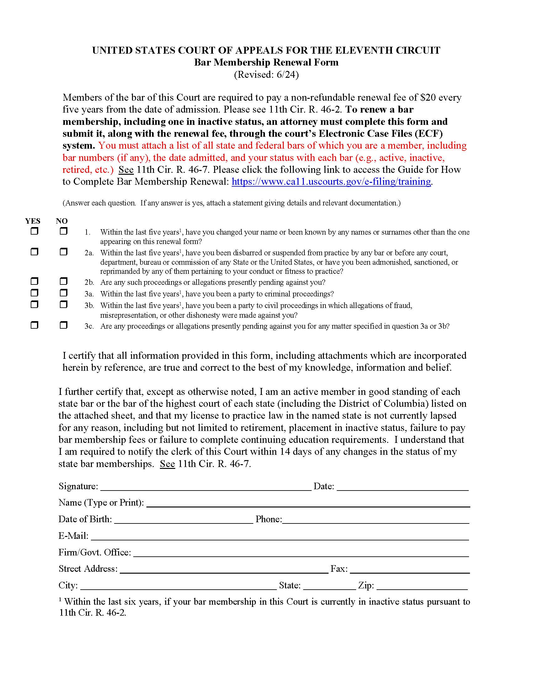 Bar Membership Renewal Form | Pdf Fpdf Doc Docx | Official Federal Forms