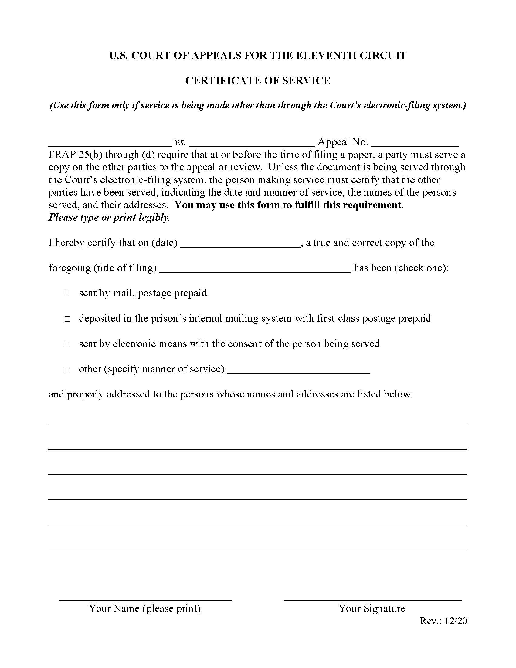 Certificate Of Service (Pro Se) | Pdf Fpdf Doc Docx | Official Federal Forms