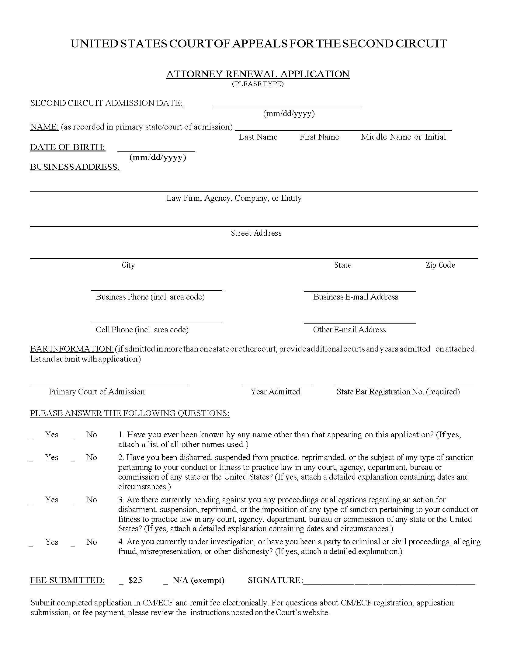 Attorney Renewal Application | Pdf Fpdf Doc Docx | Official Federal Forms