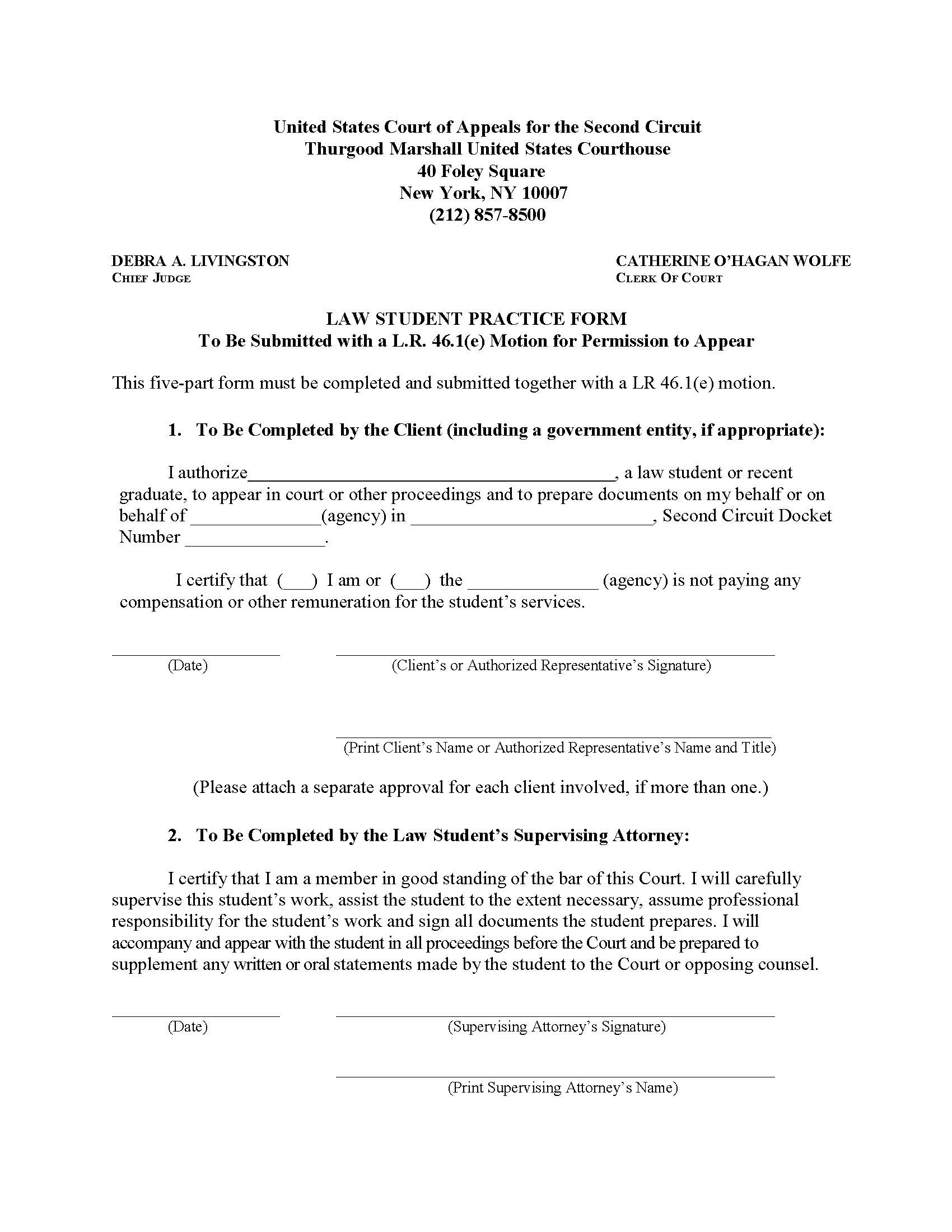 Law Student Practice Form | Pdf Fpdf Doc Docx | Official Federal Forms