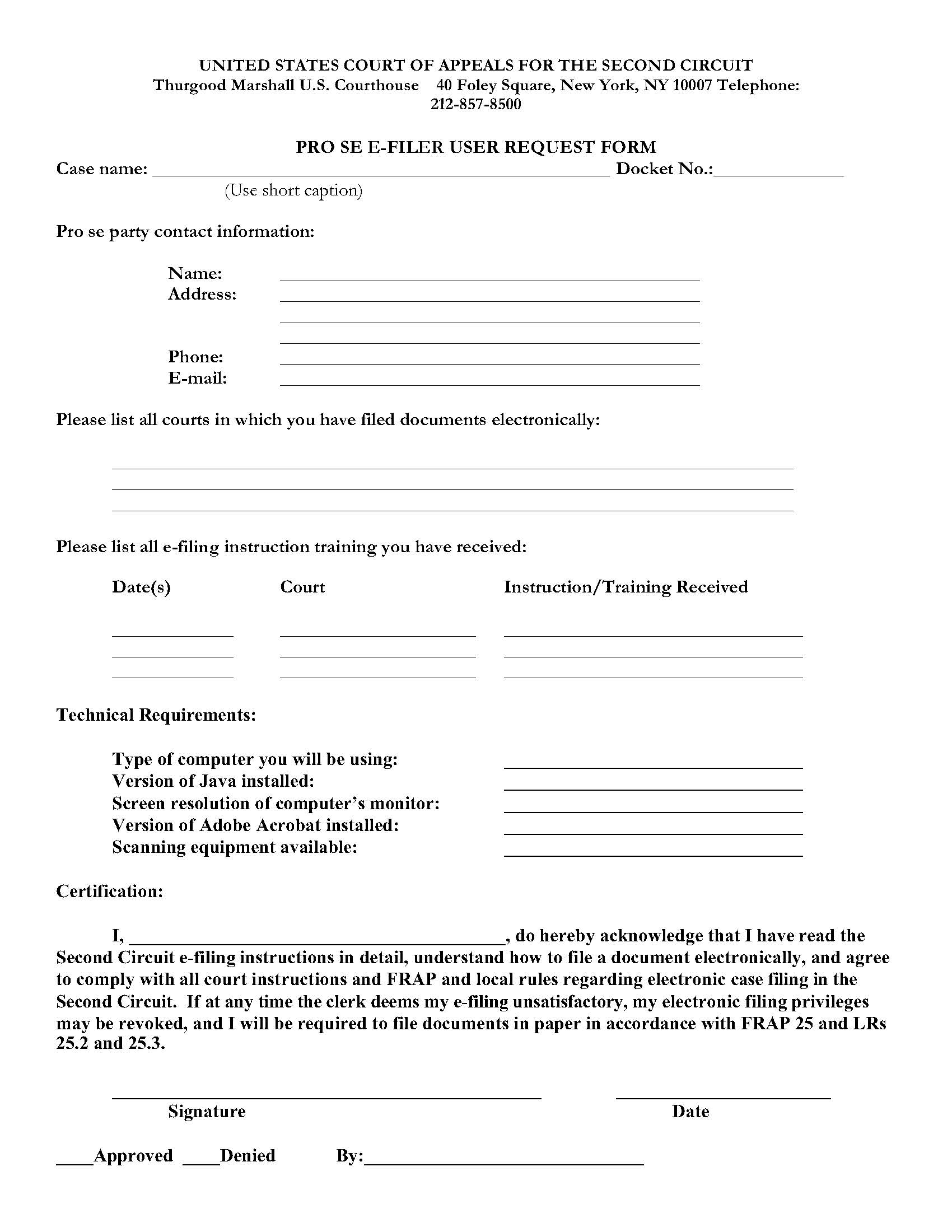 Pro Se Filer User Request Form | Pdf Fpdf Doc Docx | Official Federal Forms