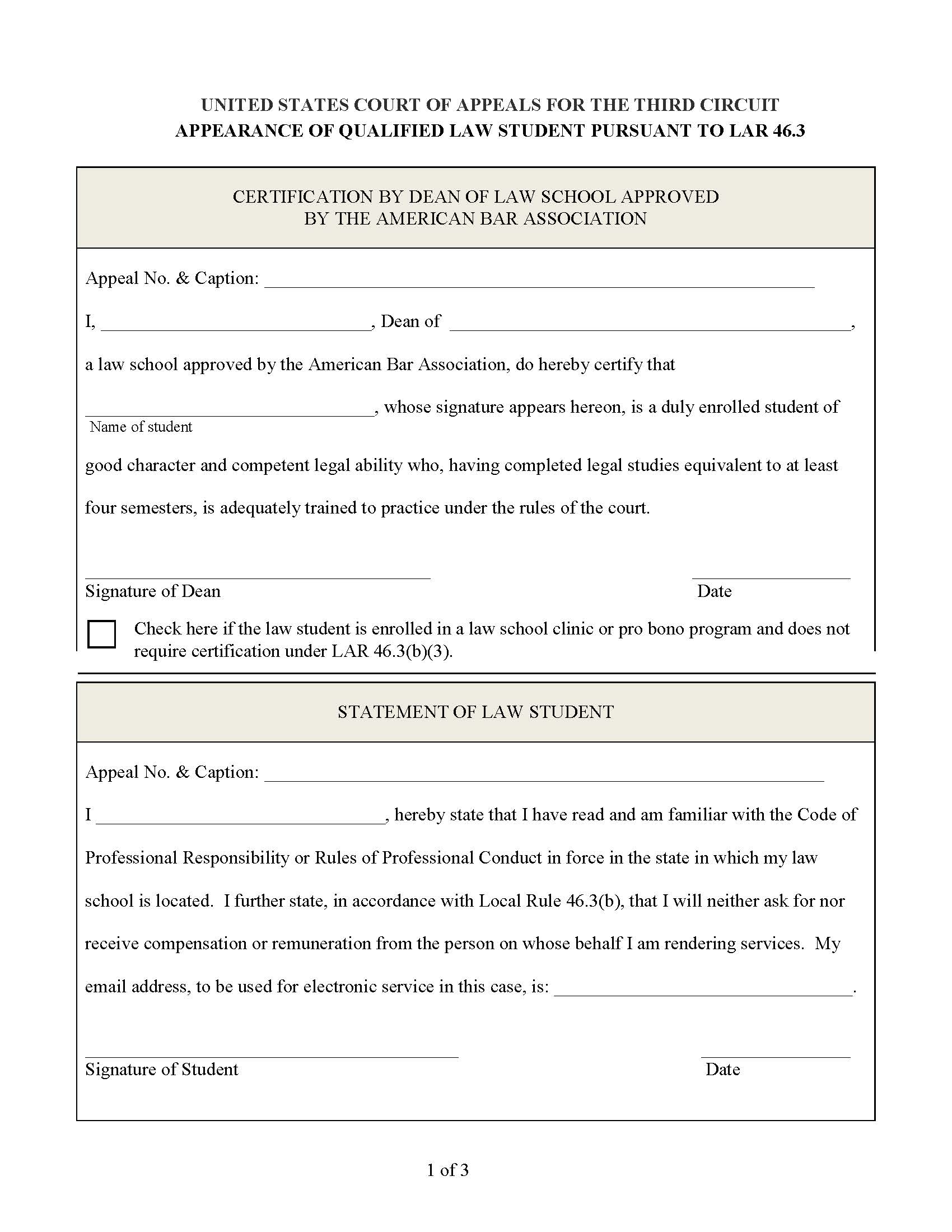 Application For Admission By Eligible Law Student (Appearance Of Qualified Law Student) | Pdf Fpdf Doc Docx | Official Federal Forms