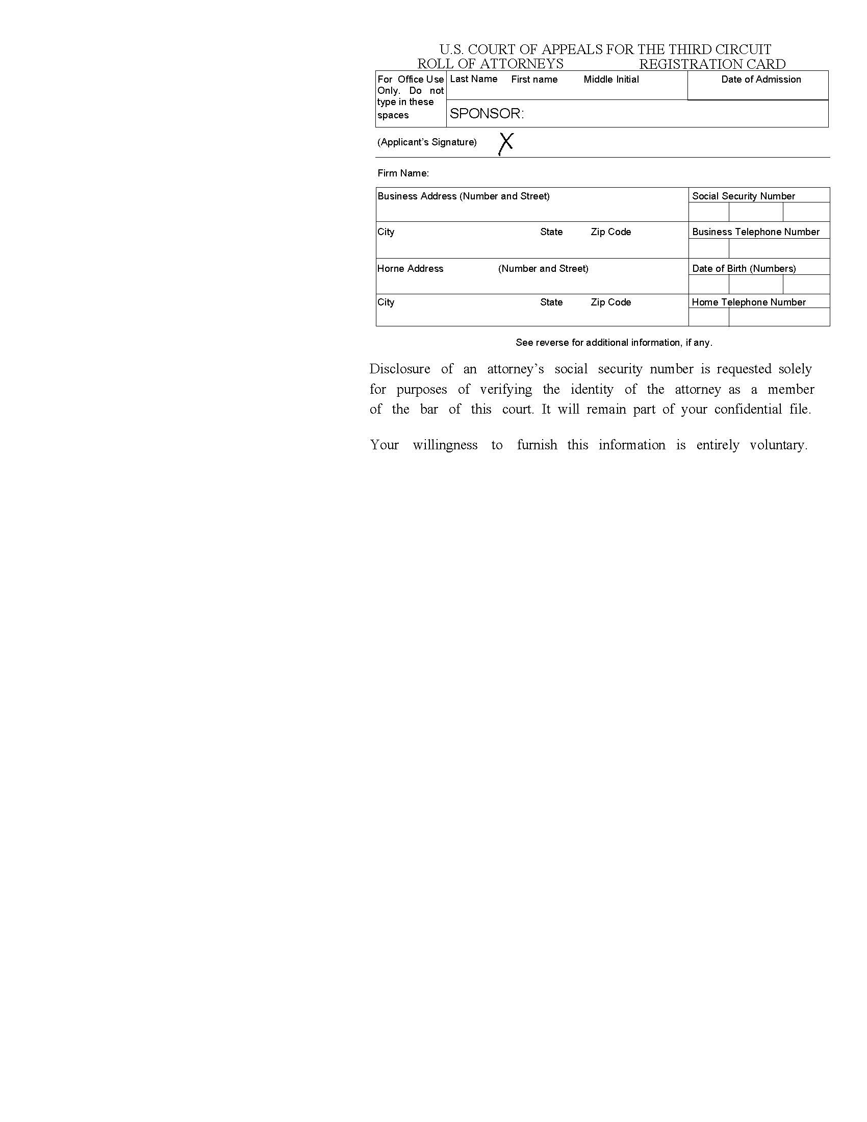 Attorneys Registration Card | Pdf Fpdf Docx | Official Federal Forms