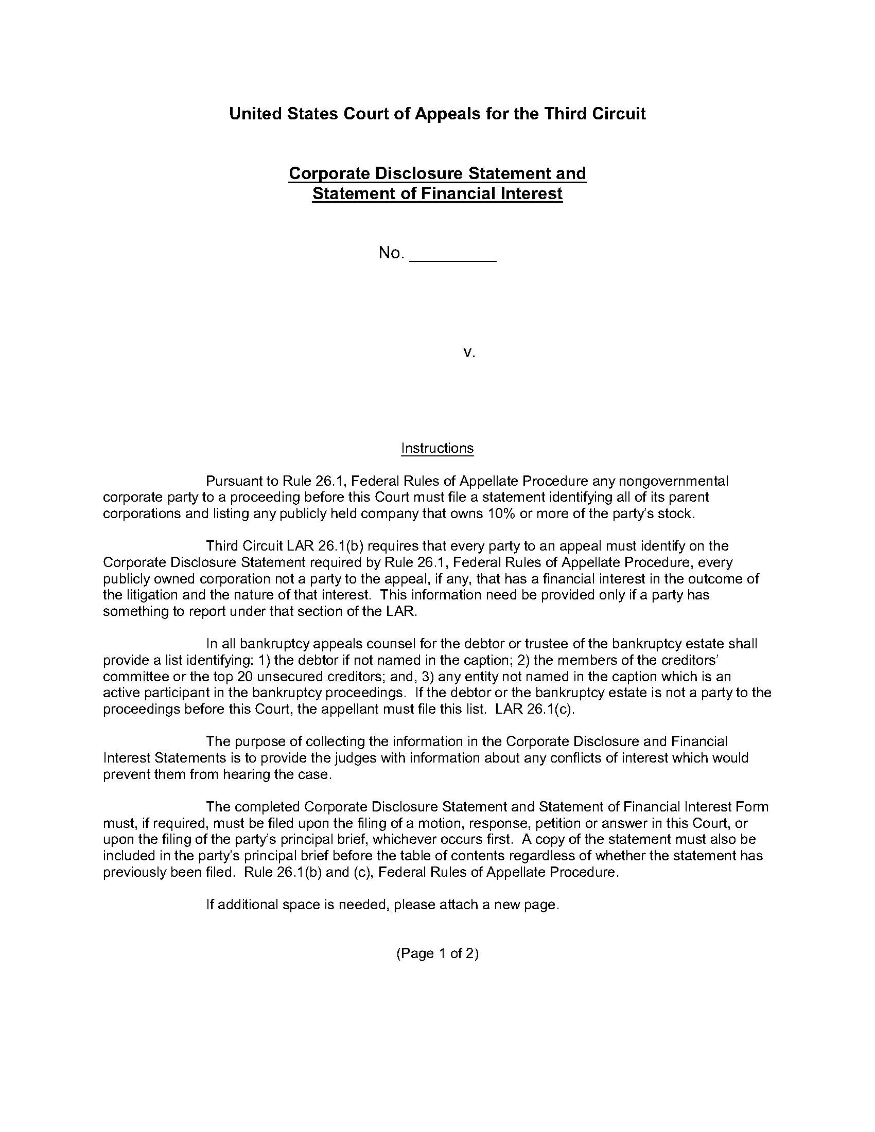 Corporate Disclosure Statement And Statement Of Financial Interest | Pdf Fpdf Docx | Official Federal Forms