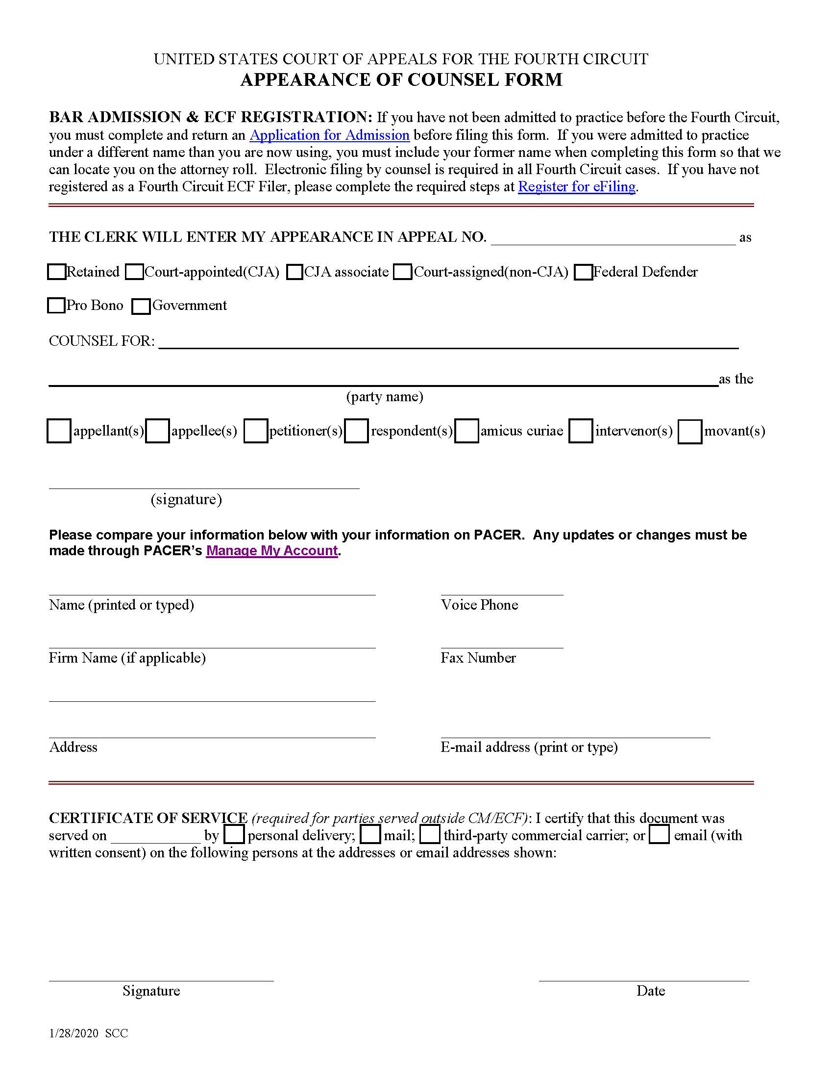 Appearance Of Counsel Form | Pdf Fpdf Doc Docx | Official Federal Forms