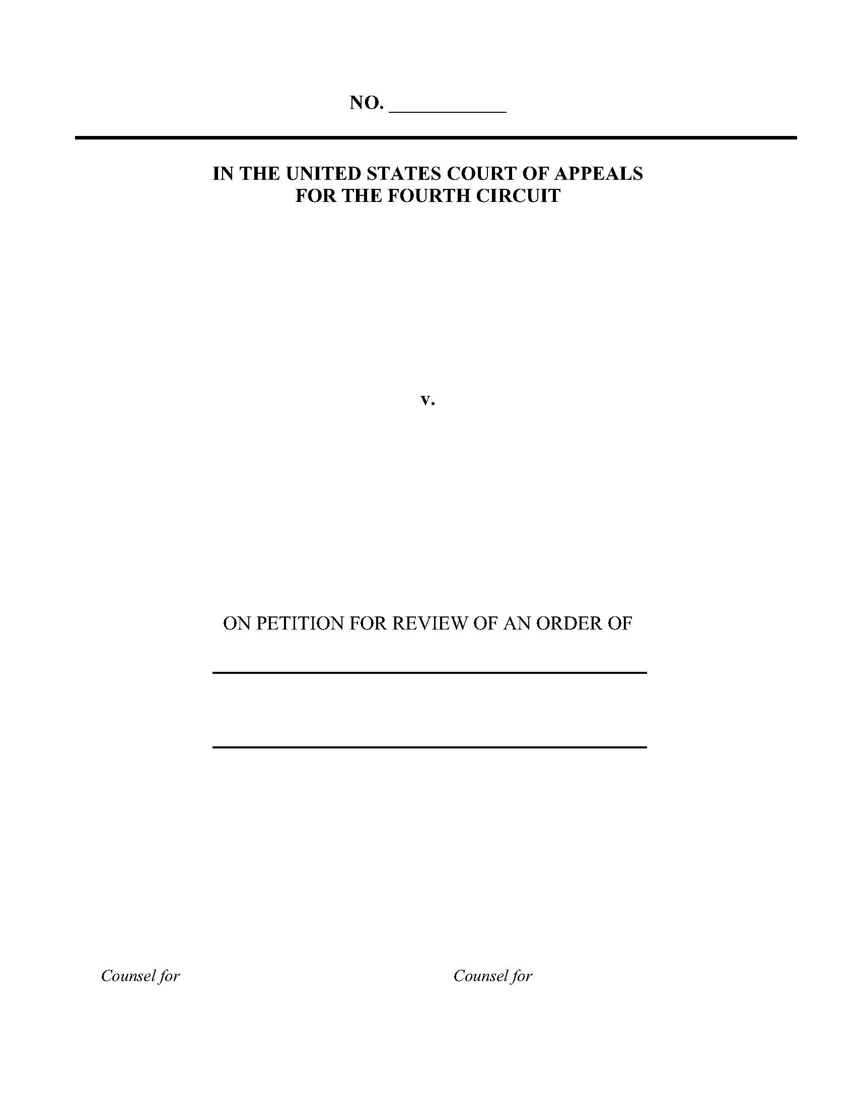 Appendix Cover Page For Agency Cases | Pdf Fpdf Doc Docx | Official Federal Forms