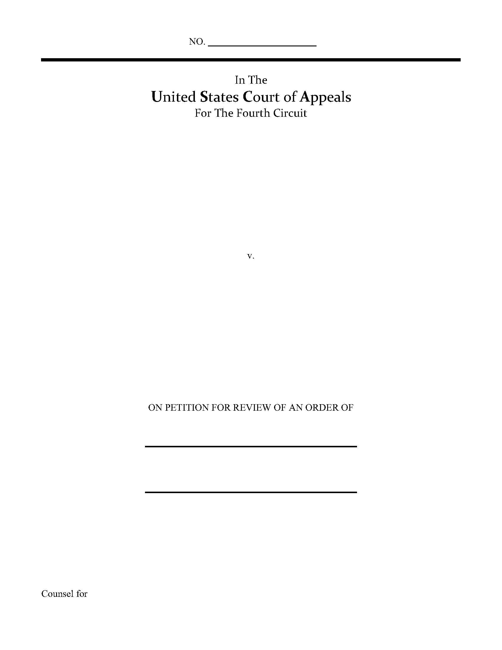 Brief Cover Page For Agency Cases | Pdf Fpdf Doc Docx | Official Federal Forms