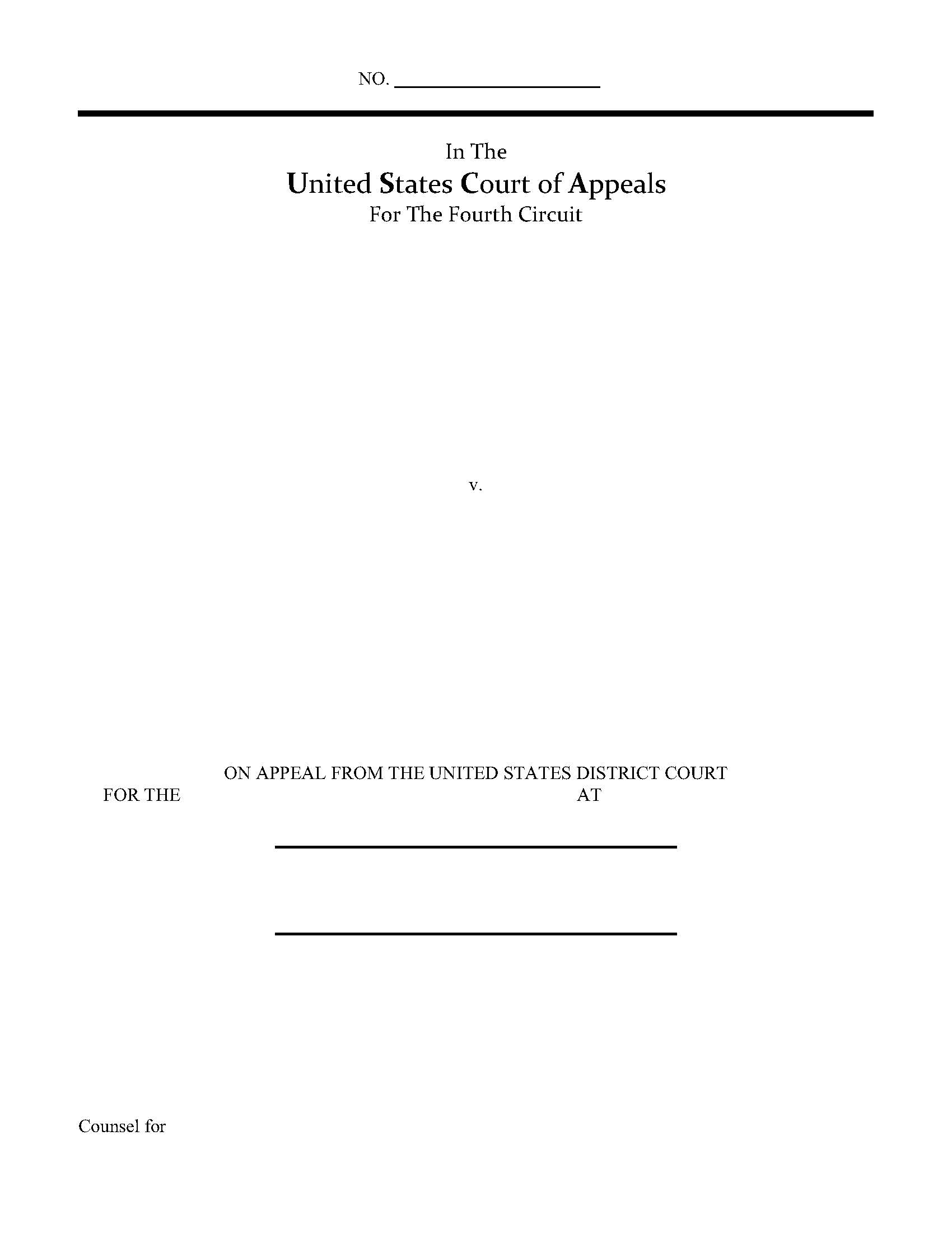 Brief Cover Page For Appeals From District Court | Pdf Fpdf Doc Docx | Official Federal Forms