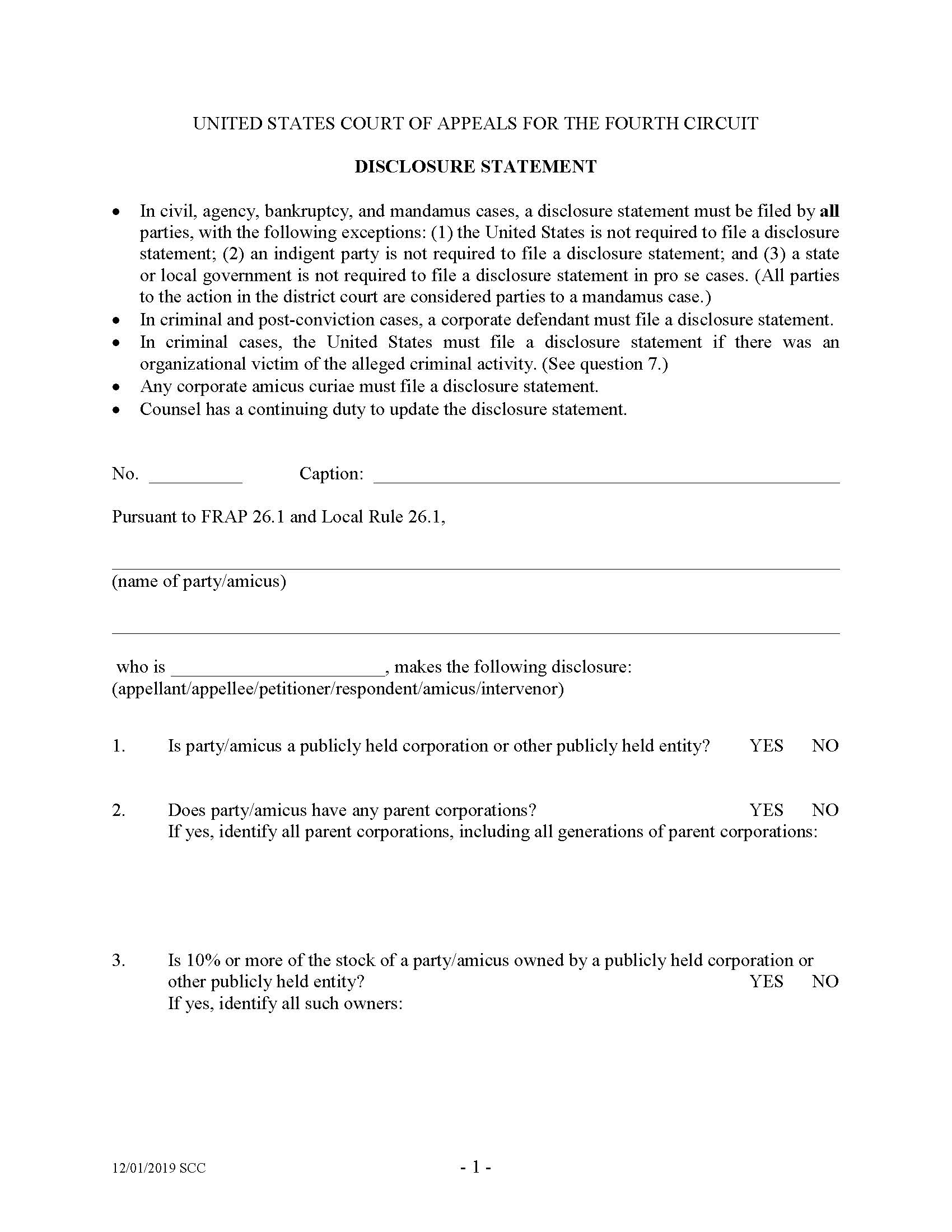 Disclosure Statement | Pdf Fpdf Doc Docx | Official Federal Forms