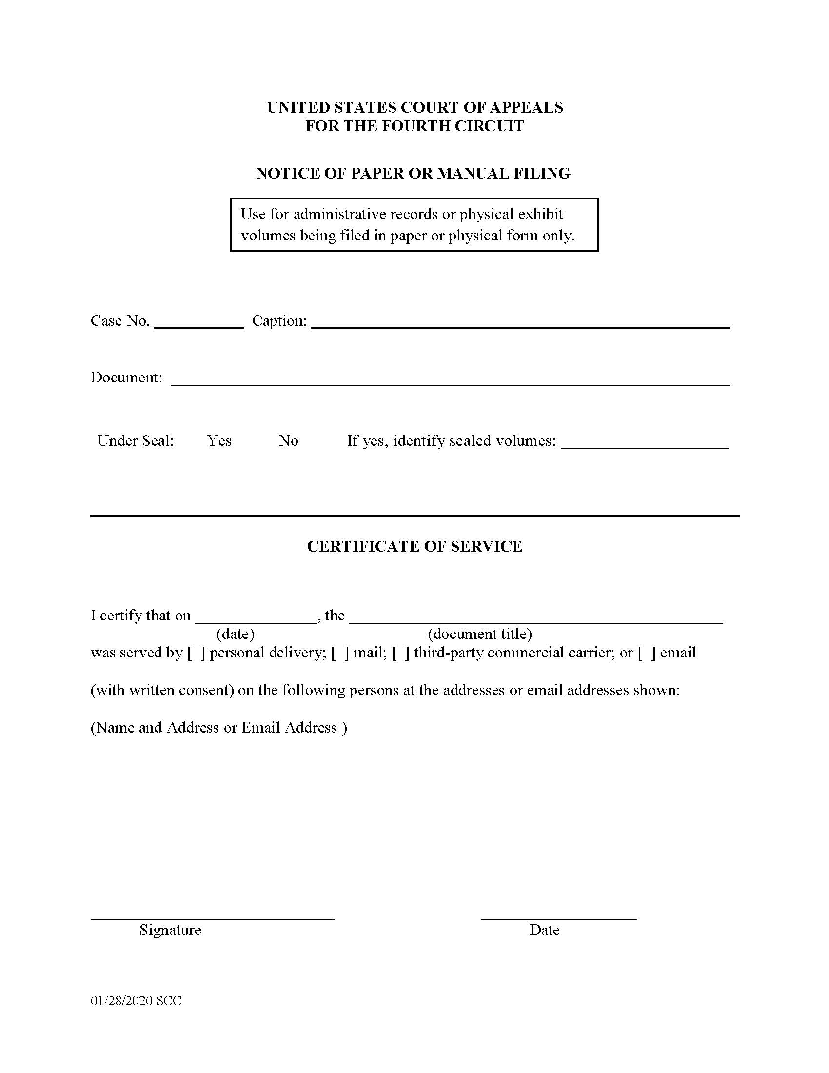 Notice Of Paper Filing | Pdf Fpdf Doc Docx | Official Federal Forms