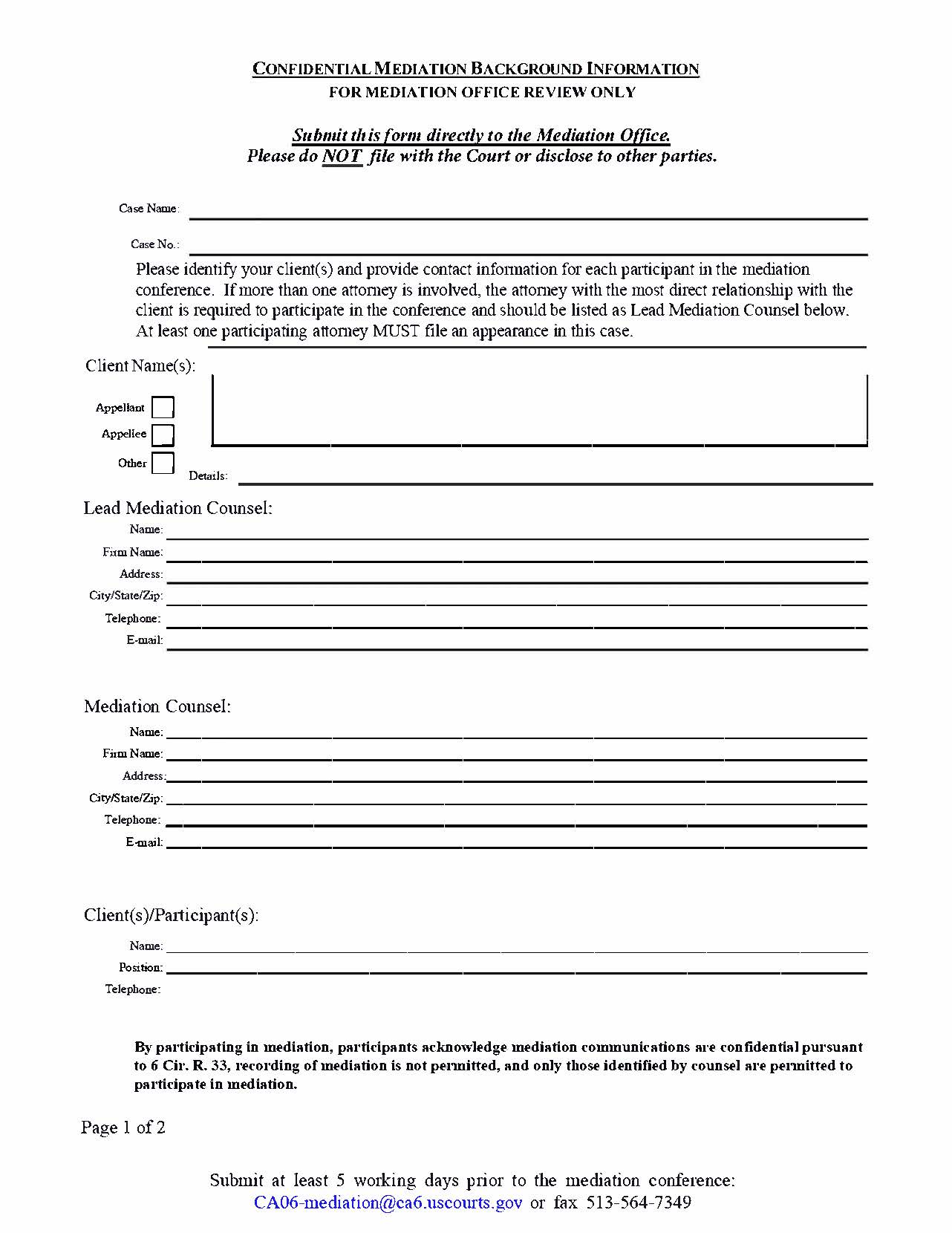 Mediation Background Information | Pdf Fpdf Docx | Official Federal Forms