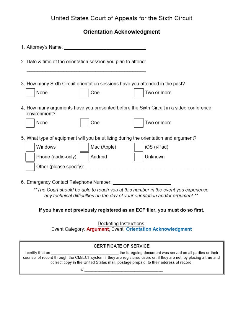 Orientation Acknowledgment Form | Pdf Fpdf Docx | Official Federal Forms