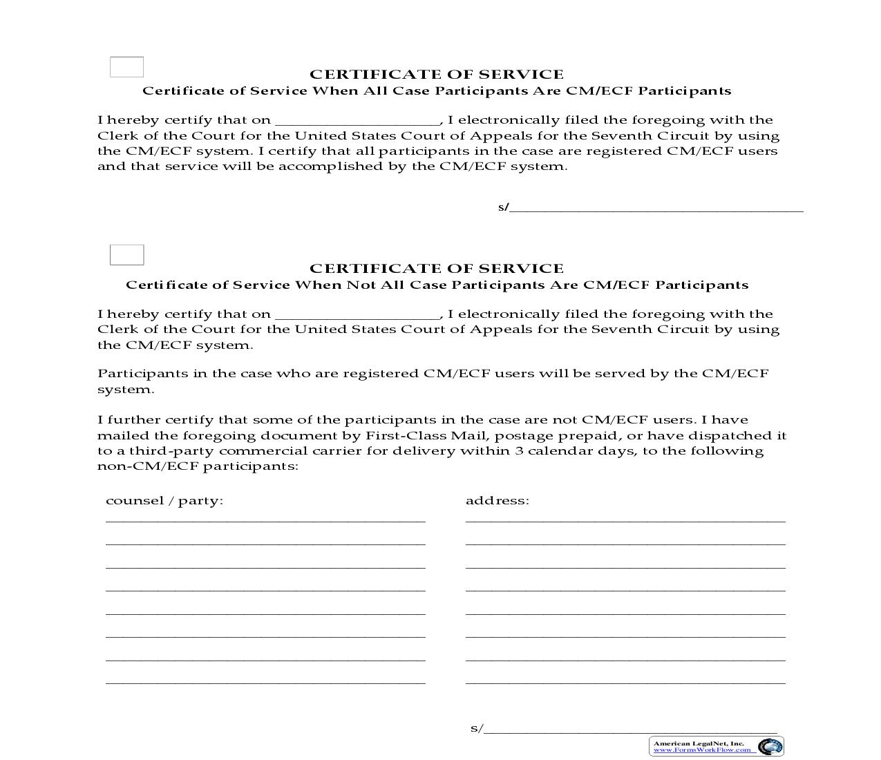 Certificate Of Service | Pdf Fpdf Doc Docx | Official Federal Forms