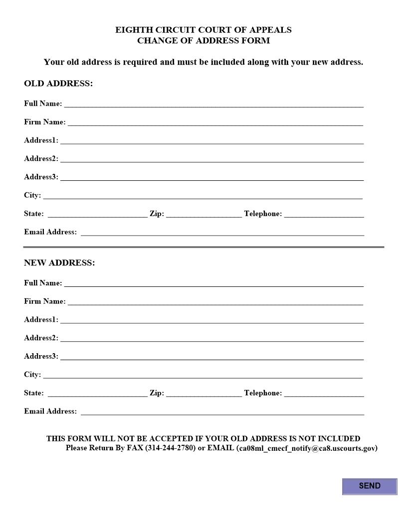 Change Of Address Form {COA8 CHANGEADD} | Pdf Fpdf Doc Docx | Official Federal Forms