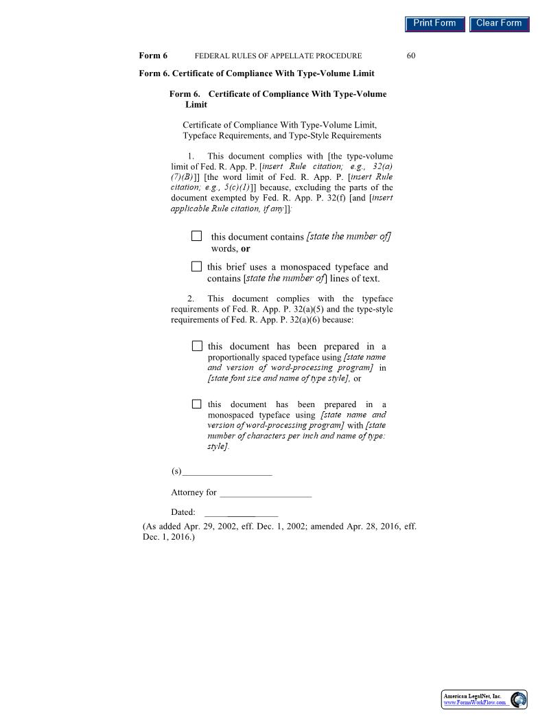 Form 6 Certificate Of Compliance {6} | Pdf Fpdf Docx | Official Federal Forms