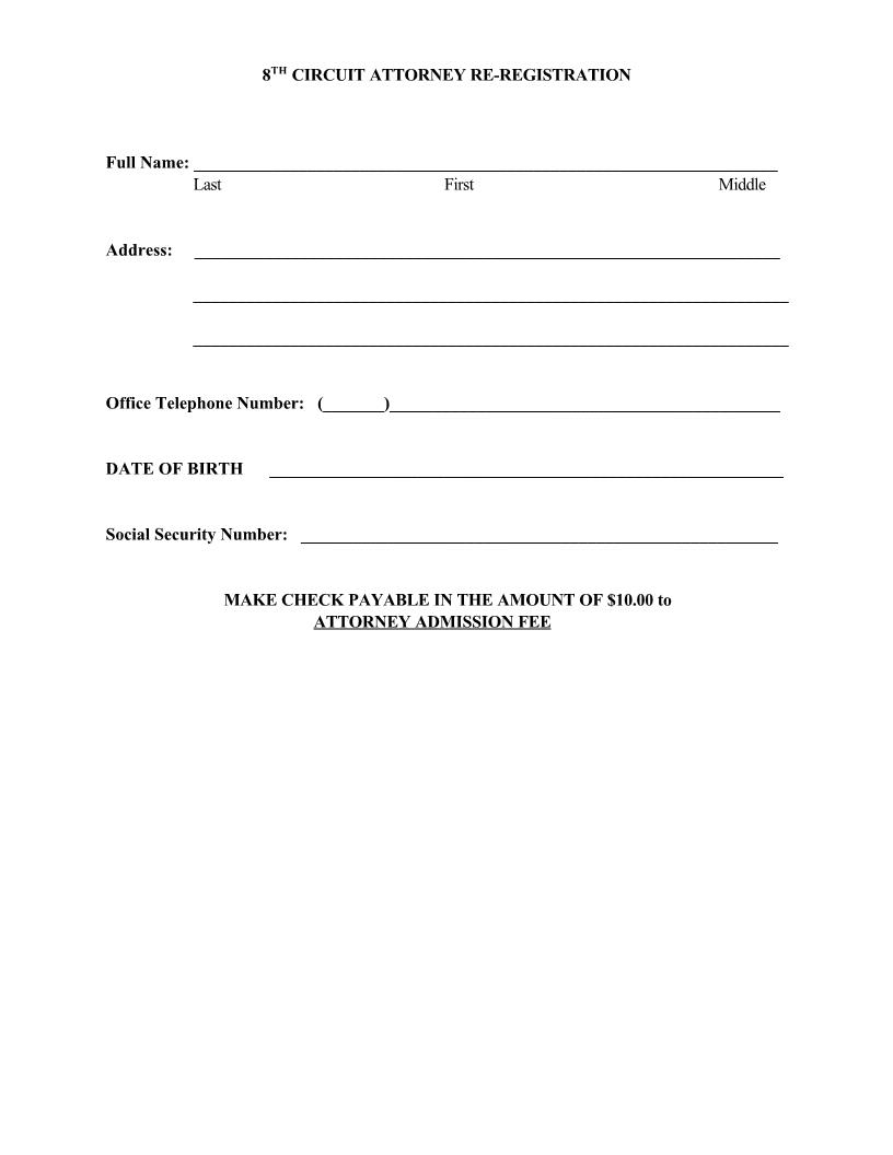 Re-Registration Form {COA8 REREG} | Pdf Fpdf Docx | Official Federal Forms