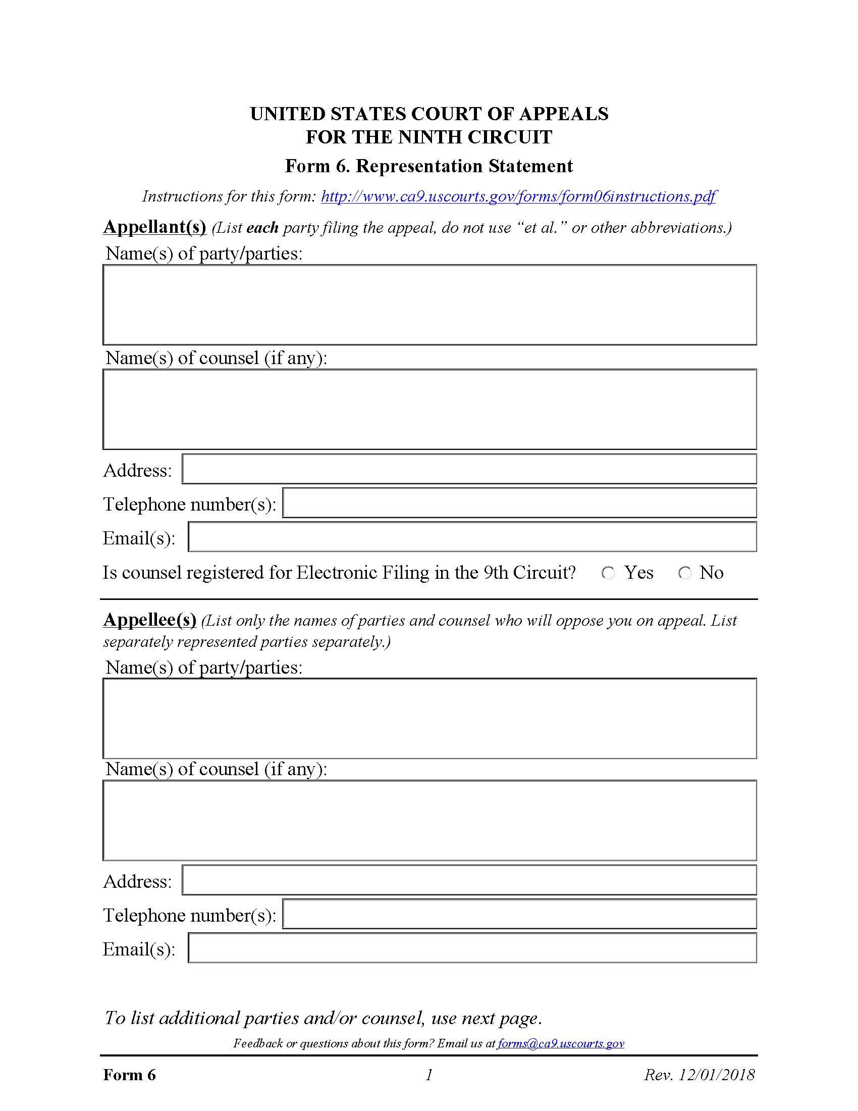 Form 6 Representation Statement {6} | Pdf Fpdf Docx | Official Federal Forms