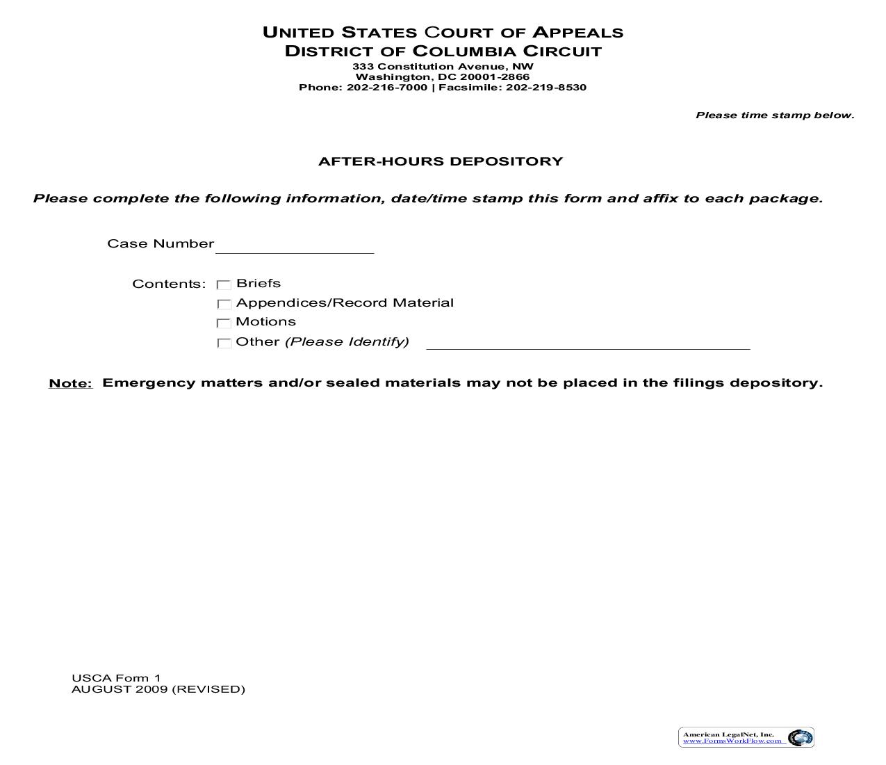 After-Hours Depository {USCA 1} | Pdf Fpdf Doc Docx | Official Federal Forms