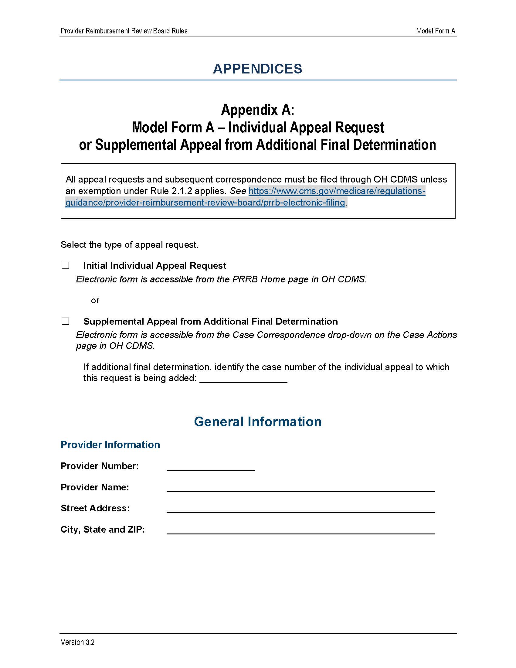 Model Form A-Individual Appeal Request {A} | Pdf Fpdf Doc Docx | Official Federal Forms