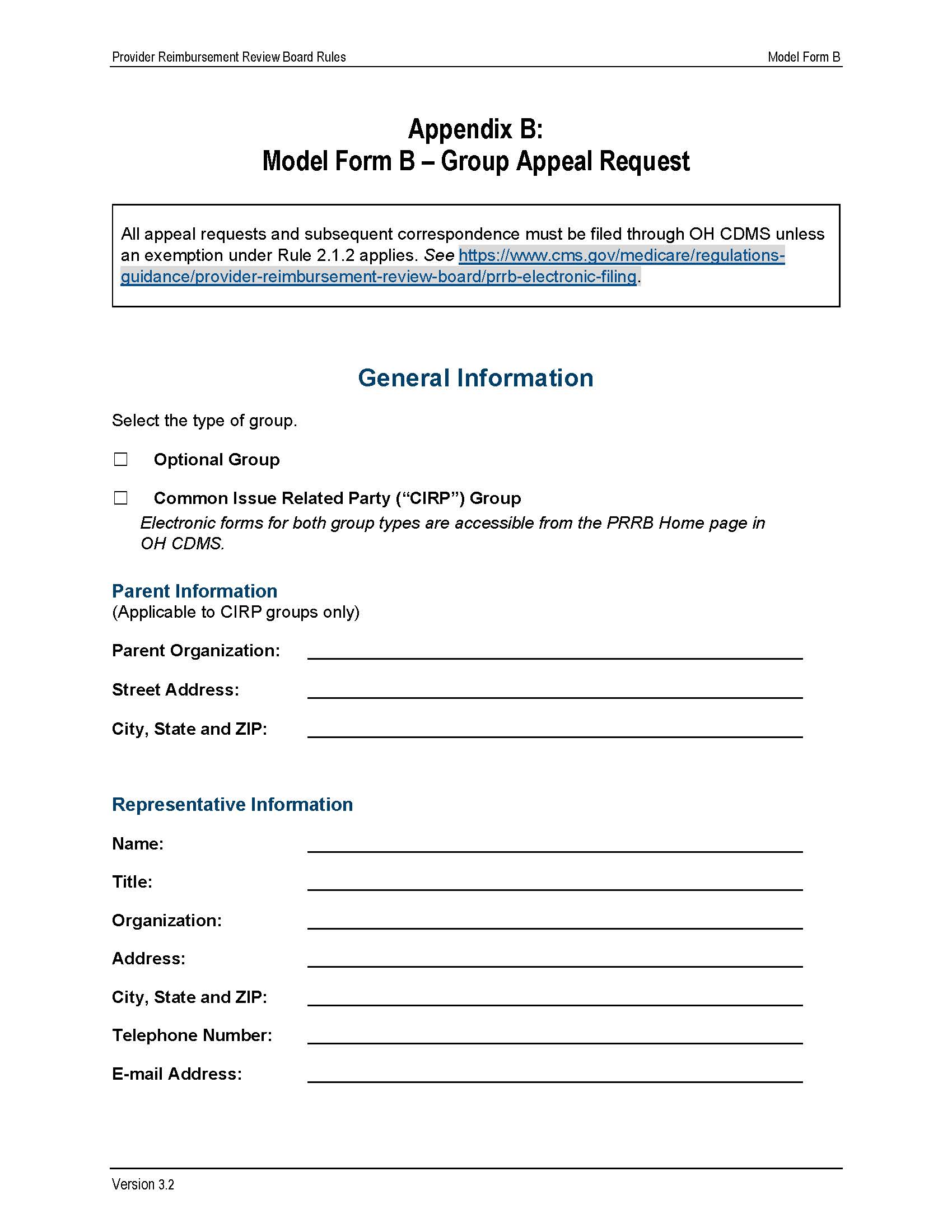 Model Form B-Group Appeal Request {B} | Pdf Fpdf Doc Docx | Official Federal Forms