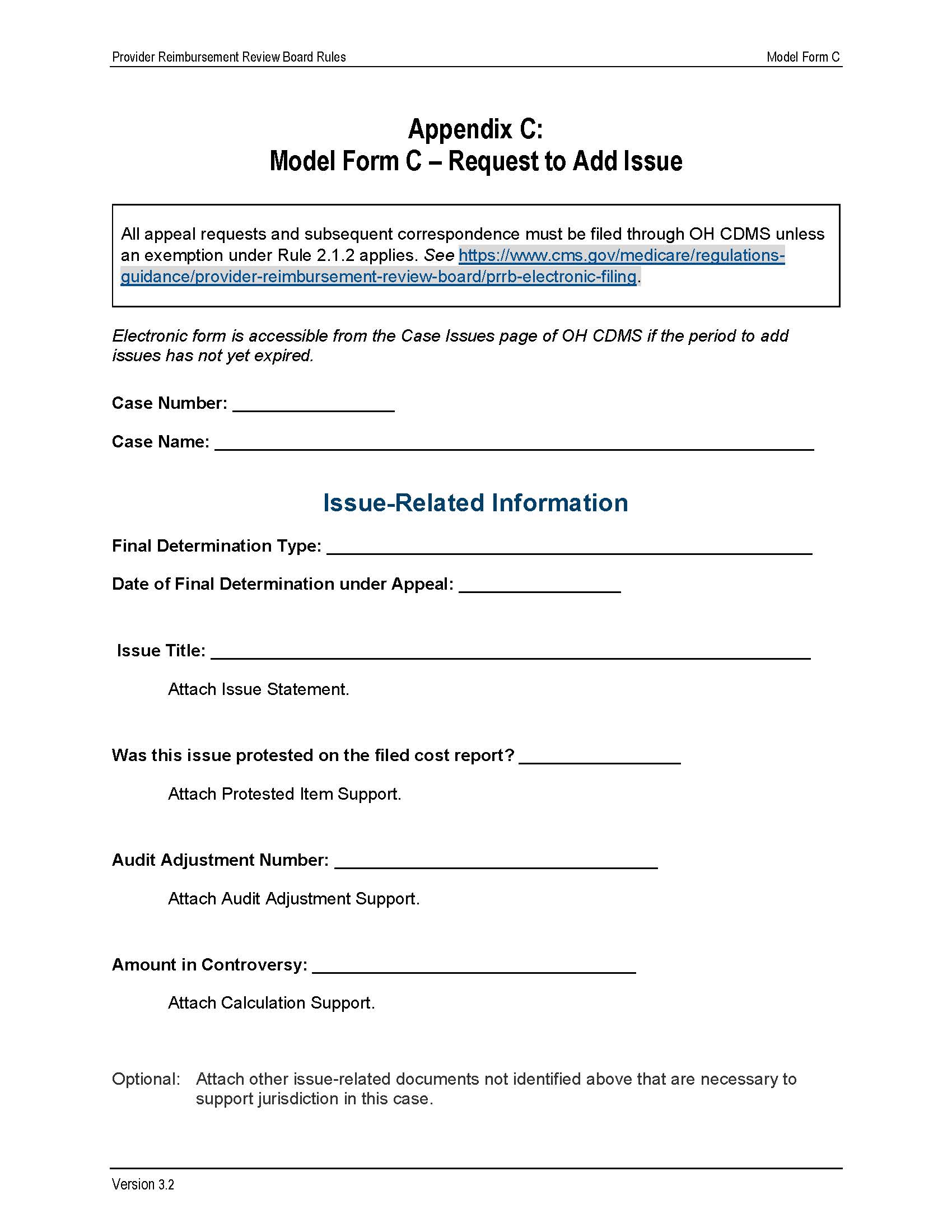 Model Form C-Request To Add Issue(s) To An Individual Appeal {C} | Pdf Fpdf Doc Docx | Official Federal Forms
