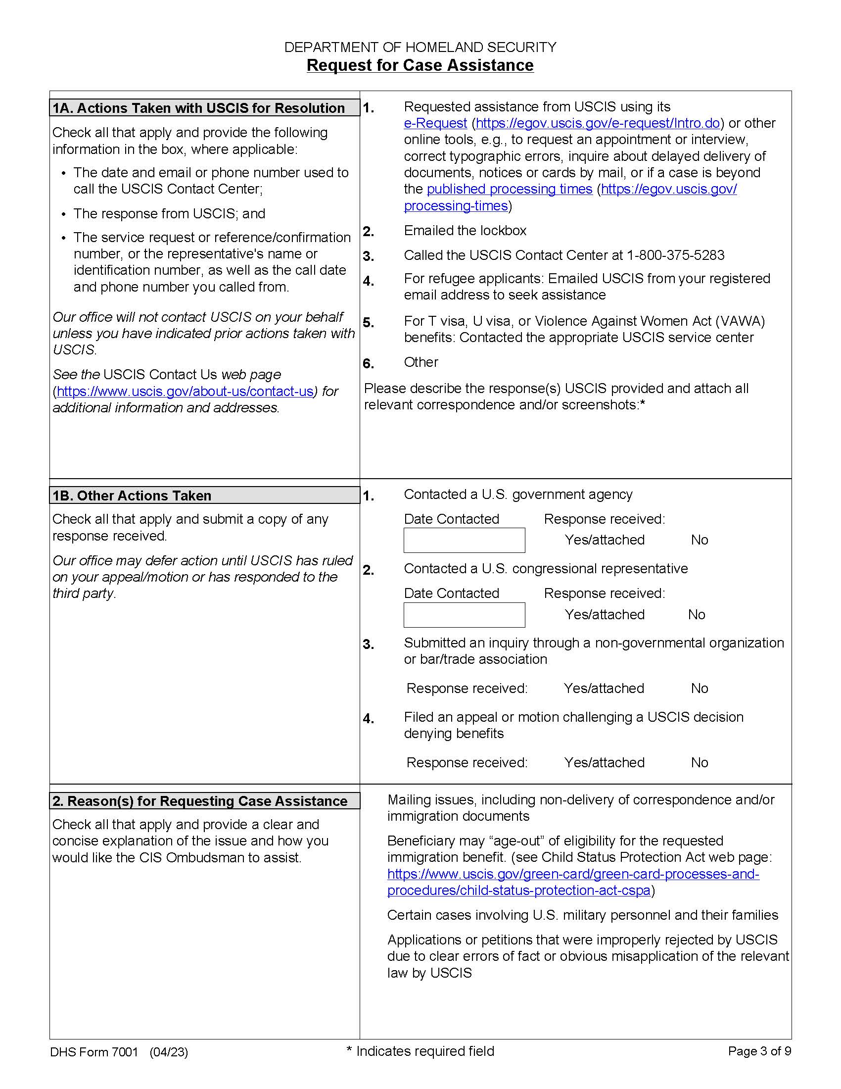 Case Problem Submission Worksheet {DHS-7001} | Pdf Fpdf Doc Docx | Official Federal Forms