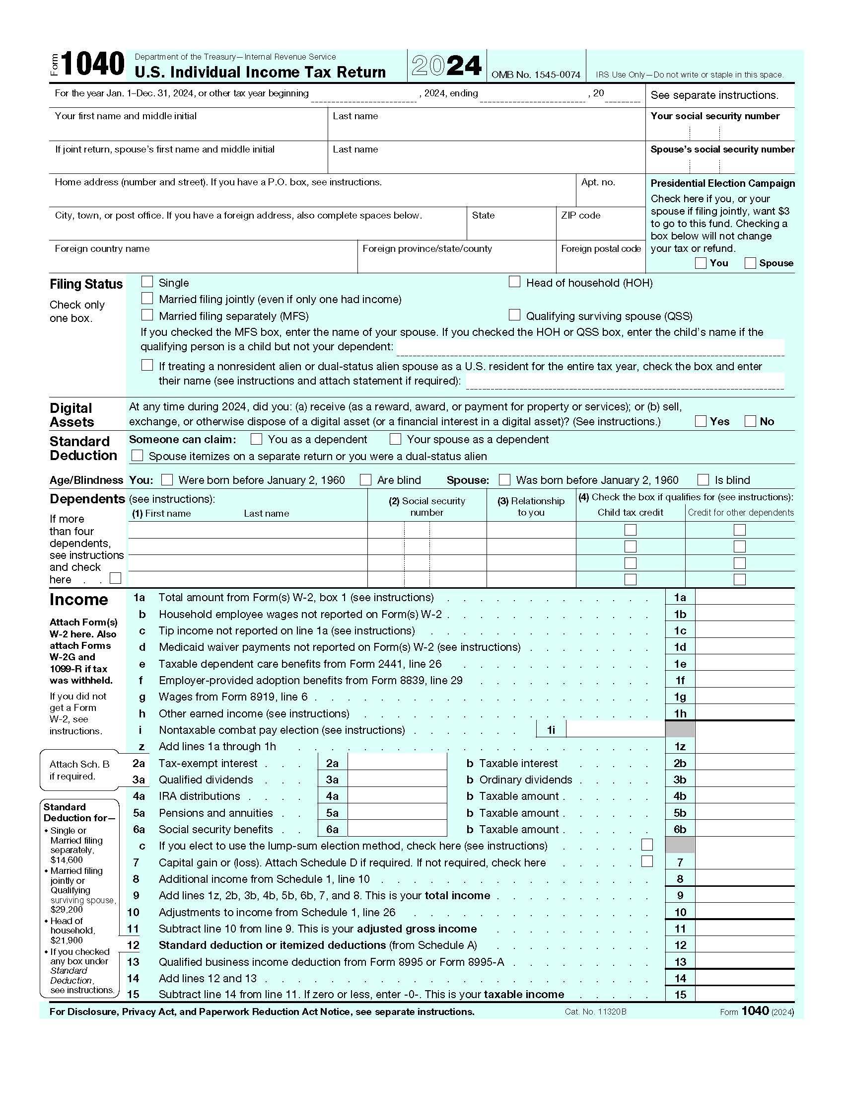 Form 1040 US Individual Income Tax Return {1040} | Pdf Fpdf Docx | Official Federal Forms