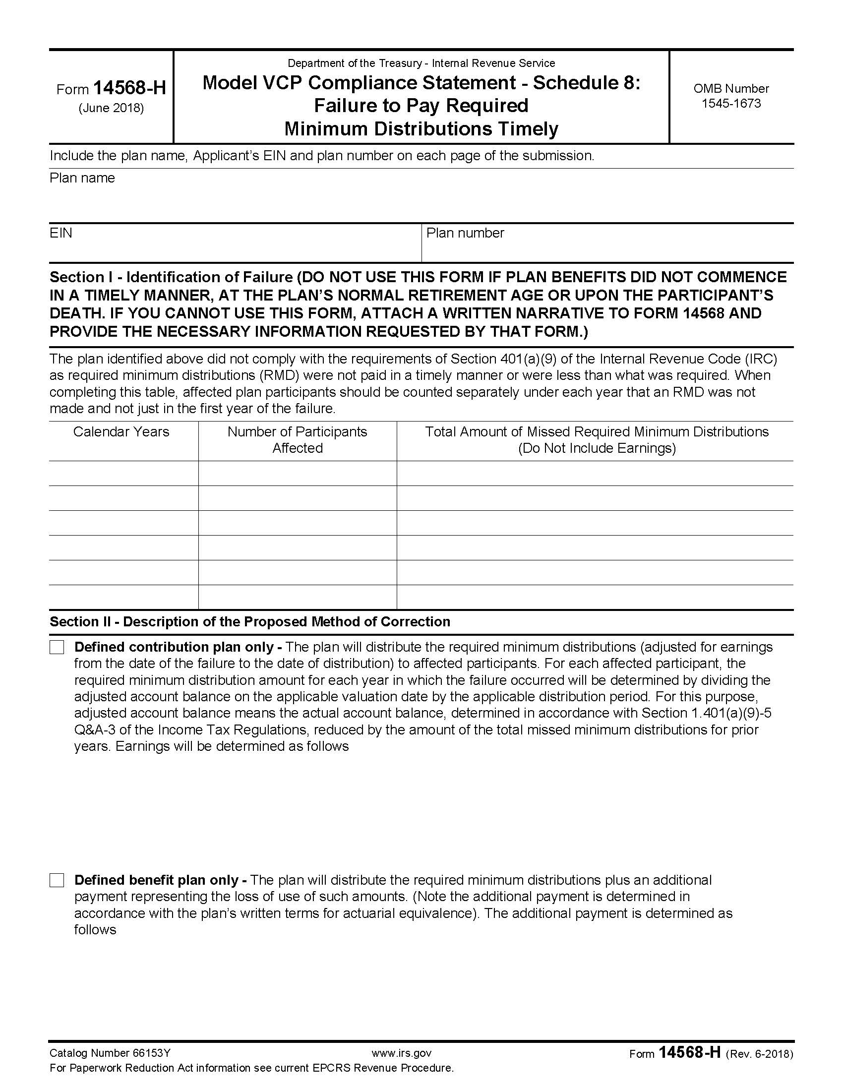 Form 14568 H Appendix C Part II Schedule 8 Failure To Pay Required Minimum {14568-H} | Pdf Fpdf Docx | Official Federal Forms