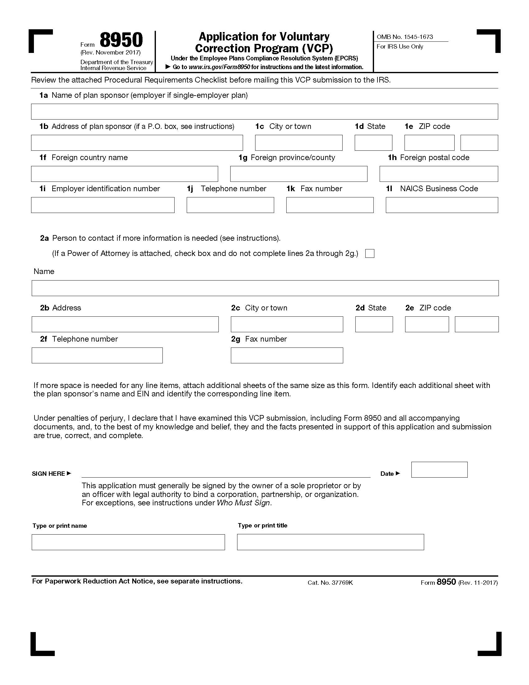 Form 8950 Application For Voluntary Correction Program (VCP) {8950} | Pdf Fpdf Doc Docx | Official Federal Forms