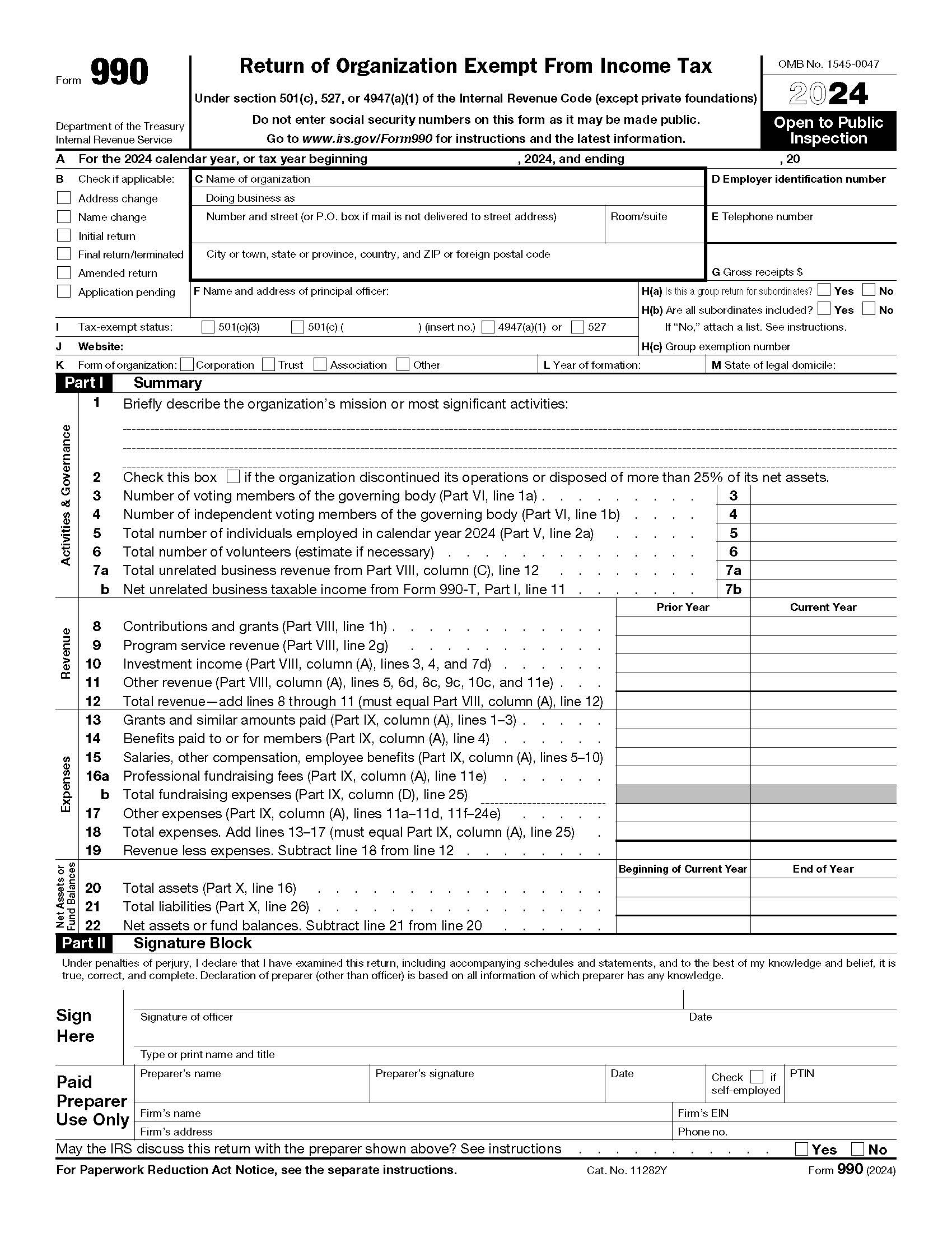Form 990 Return Of Organization Exempt For Income Tax {990} | Pdf Fpdf Docx | Official Federal Forms