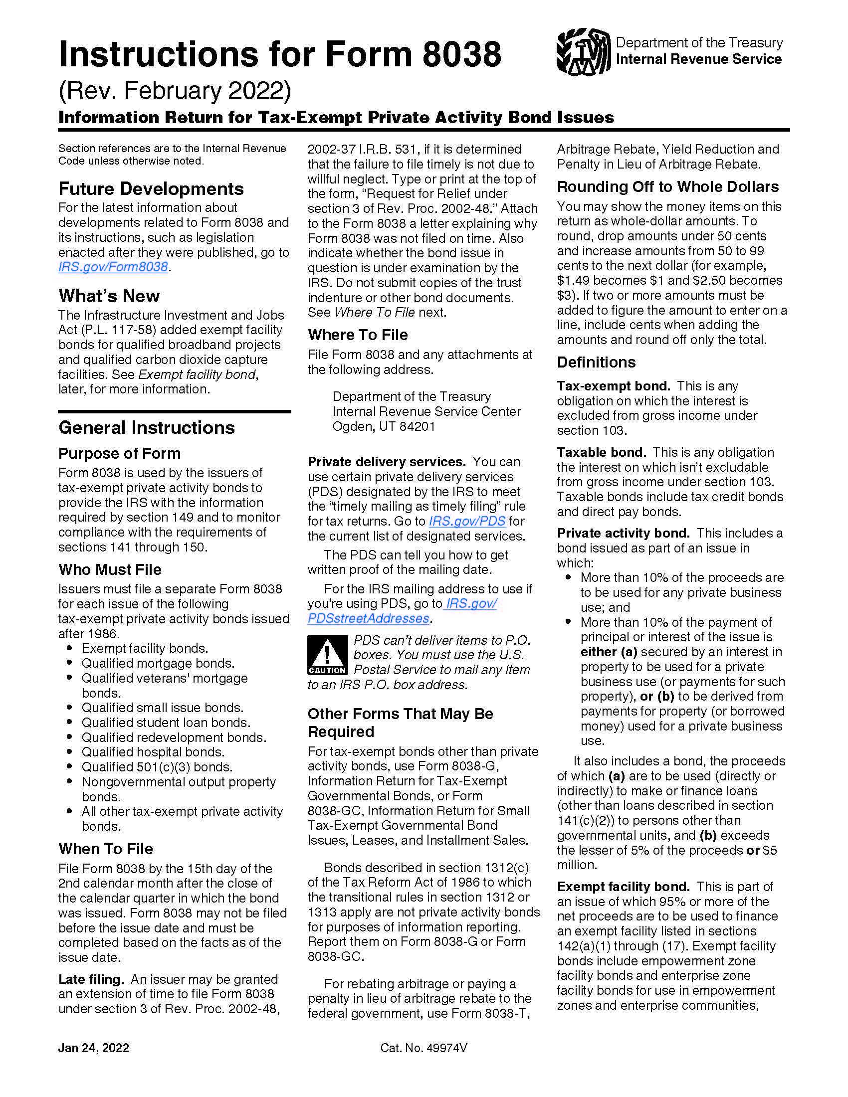 Instructions For Form 8038 {8038} | Pdf Fpdf Doc Docx | Official Federal Forms