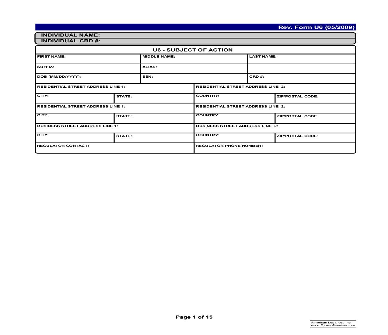 Form U6 (For CRD Individual) {U6} | Pdf Fpdf Doc Docx | Official Federal Forms