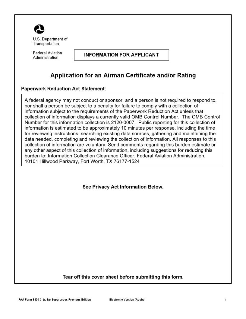 Application For An Airman Certificate And-Or Rating {FAA 8400-3} | Pdf Docx | Official Federal Forms