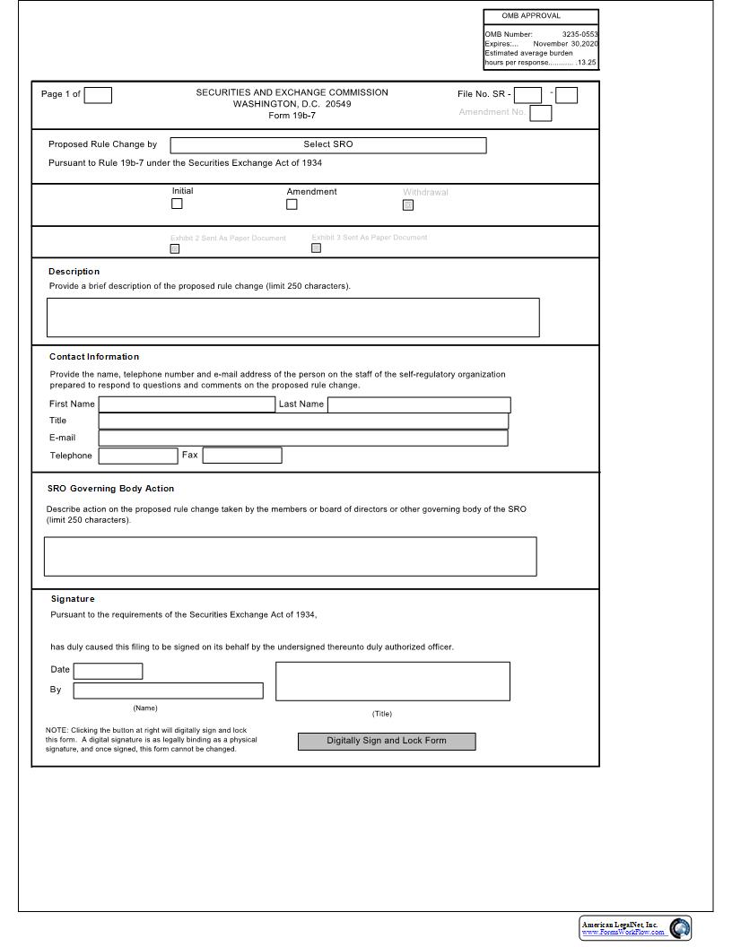Form 19b-7 Proposed Rule Change By (Self-Regulatory Organization) (SEC2450) {19b-7} | Pdf Fpdf Doc Docx | Official Federal Forms