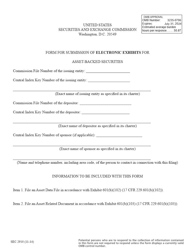Form ABS-EE Form For Submission Of Electronic Exhibits For Asset Backed Securities (SEC2910) {ABS-EE} | Pdf Fpdf Docx | Official Federal Forms