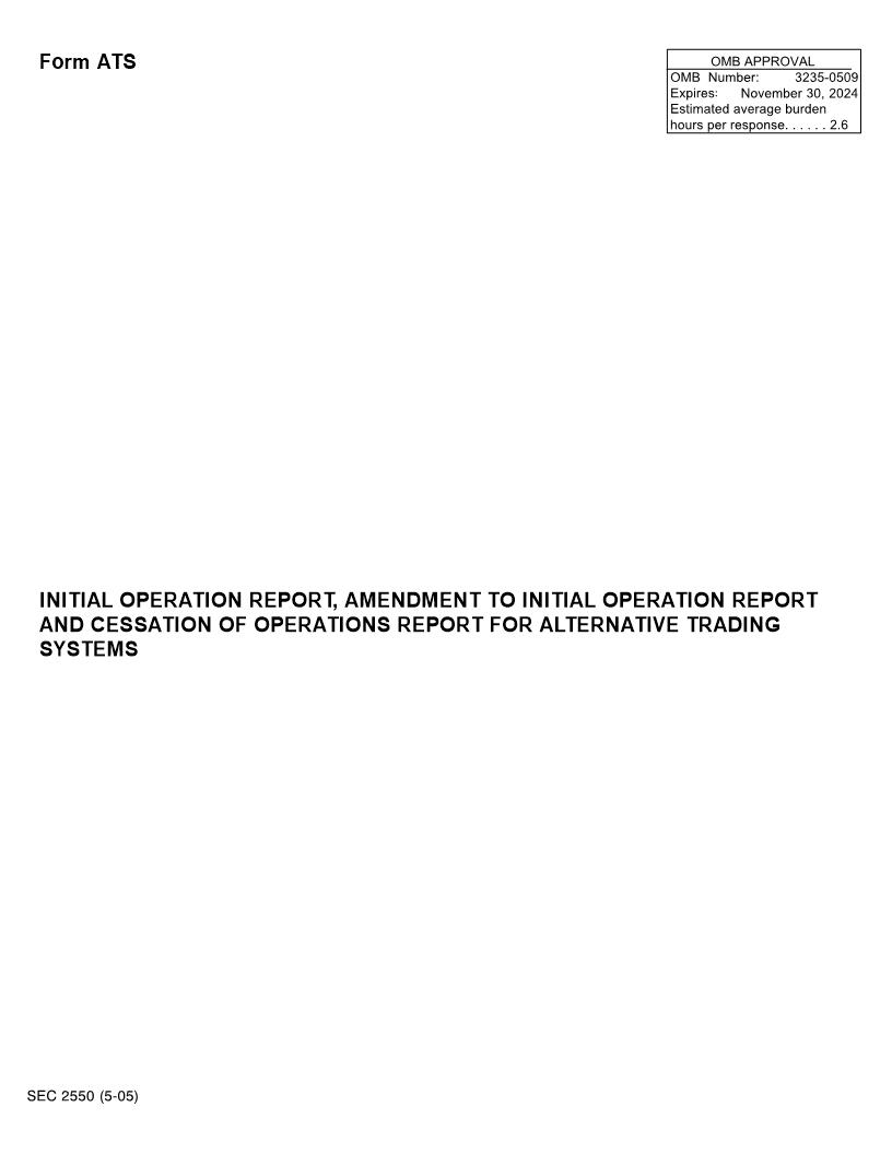 Form ATS Initial Operation Report Amendment To Initial Operating Report (SEC2550) {ATS} | Pdf Fpdf Docx | Official Federal Forms