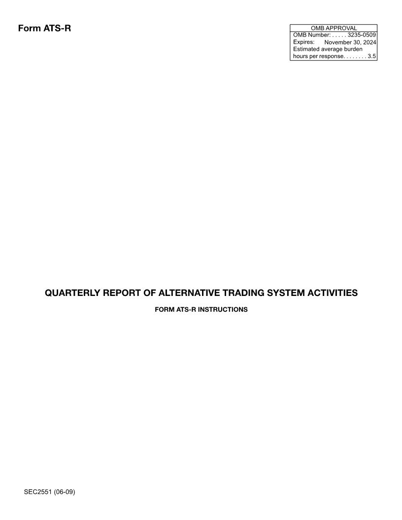 Form ATS-R Quarterly Report Of Alternative Trading System Activities (SEC2551) {ATS-R} | Pdf Fpdf Docx | Official Federal Forms