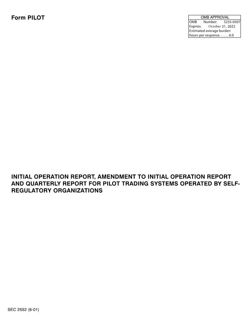 Form PILOT Initial Operation Report Amendment To Initial Operation Report And Quarterly Report (SEC2552) {PILOT} | Pdf Fpdf Doc Docx | Official Federal Forms