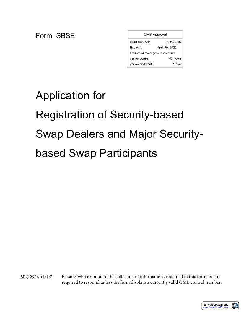Form SBSE Application For Registration Of Security-Based Swap Dealers (SEC2924) {SBSE} | Pdf Fpdf Docx | Official Federal Forms