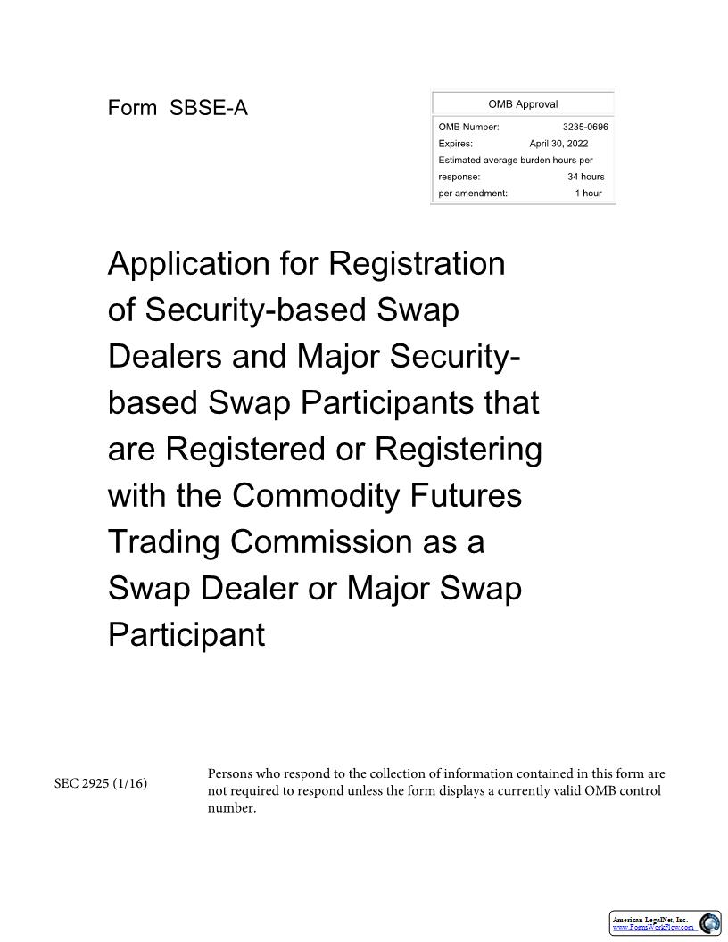 Form SBSE-A Application For Registration Of Security-Based Swap Dealers (SEC2925) {SBSE-A} | Pdf Fpdf Docx | Official Federal Forms