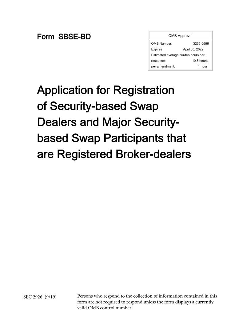 Form SBSE-BD Application For Registration Of Security-Based Swap Dealers (SEC2926) {SBSE-BD} | Pdf Fpdf Docx | Official Federal Forms