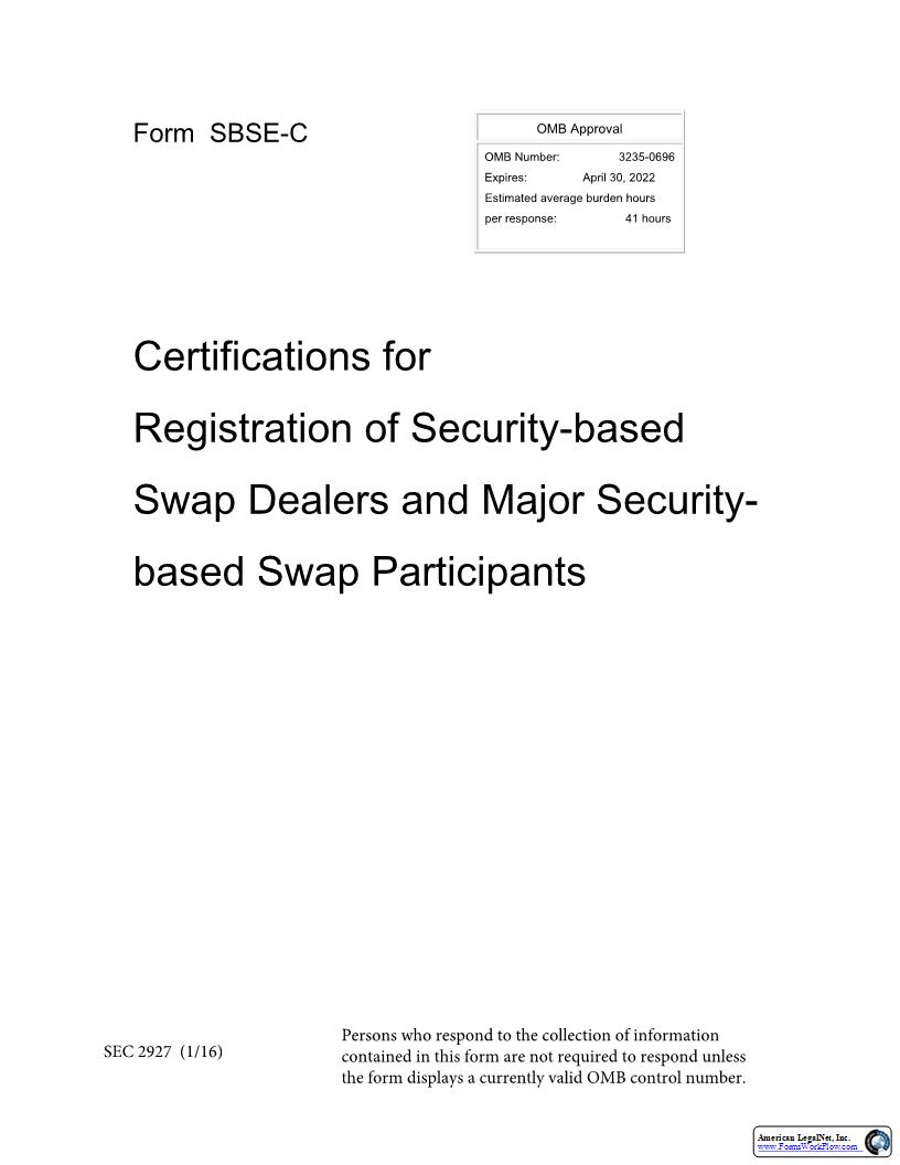 Form SBSE-C Certifications For Registrations Of Security-Based Swap Dealers (SEC2927) {SBSE-C} | Pdf Fpdf Docx | Official Federal Forms