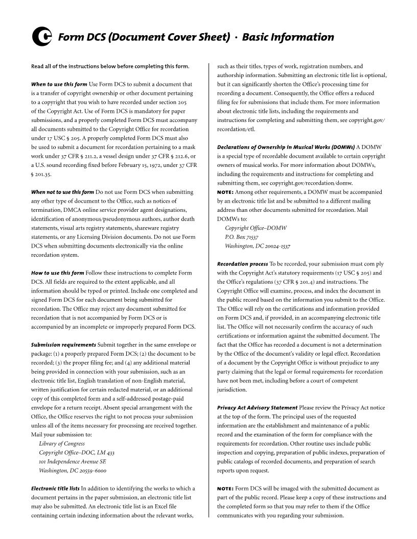 Document Cover Sheet {DCS} | Pdf Fpdf Doc Docx | Official Federal Forms