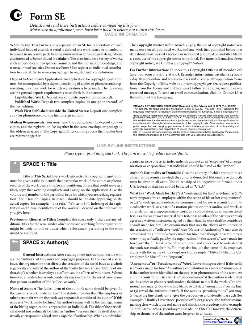 Form SE For A Serial {SE} | Pdf Fpdf Docx | Official Federal Forms